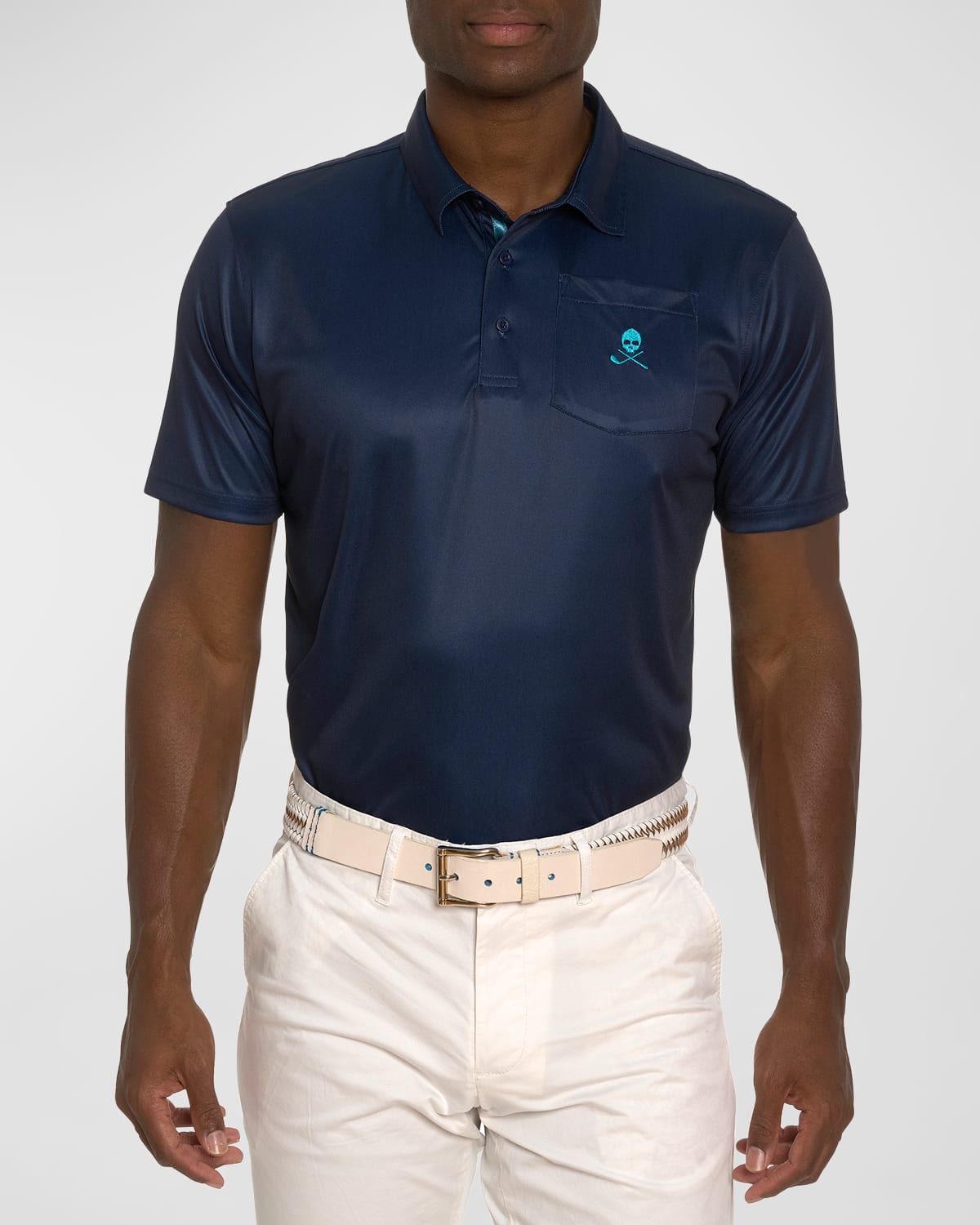 Robert Graham Men's Blade Iron Skull Motif Polo Shirt In Navy