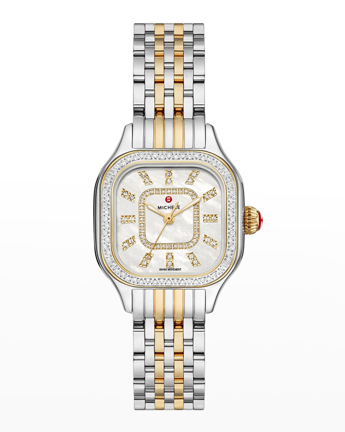 Shop Michele Meggie Diamond Bezel And Mother-of-pearl Watch, Two-tone
