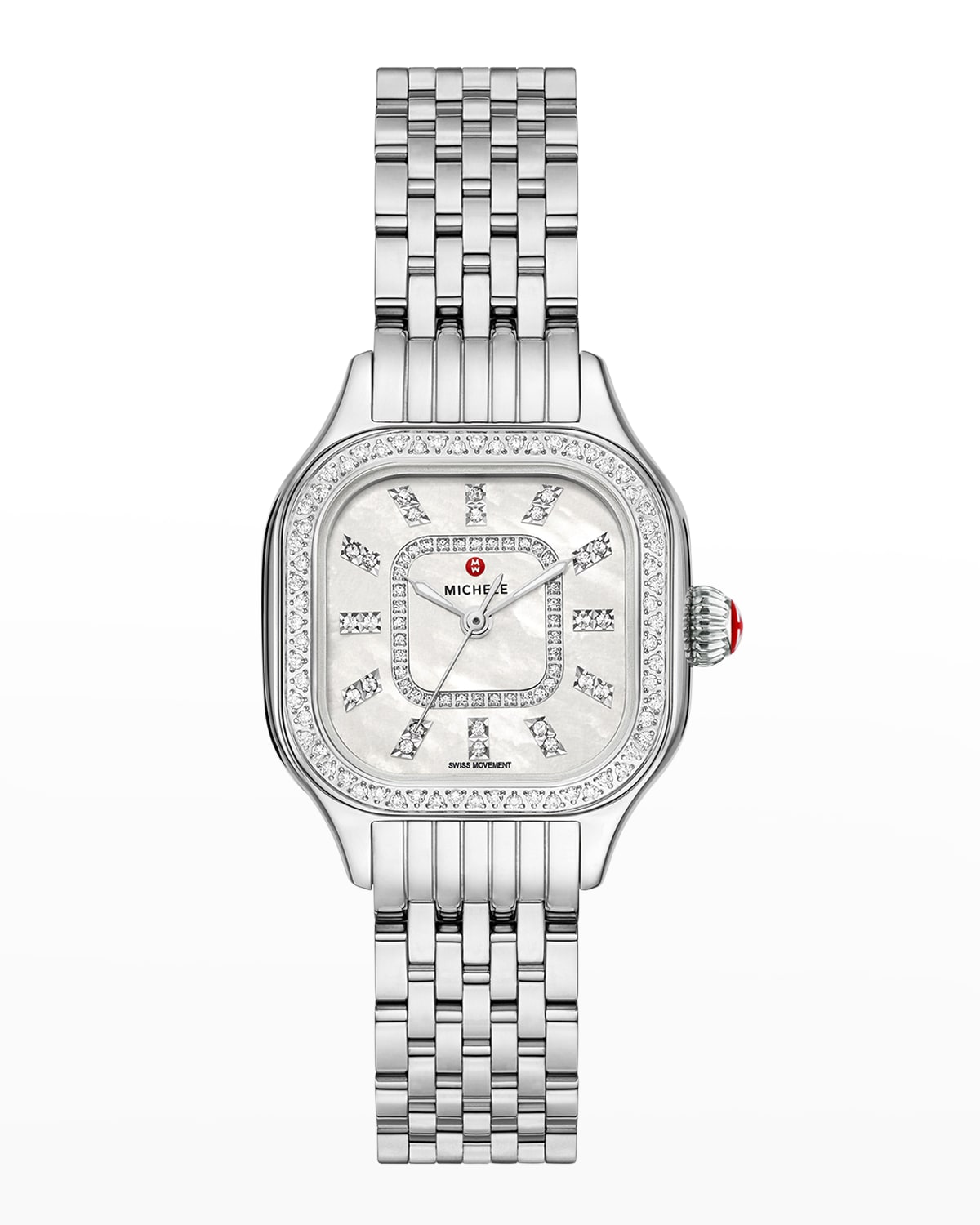 Shop Michele Meggie Diamond Bezel And Mother-of-pearl Watch