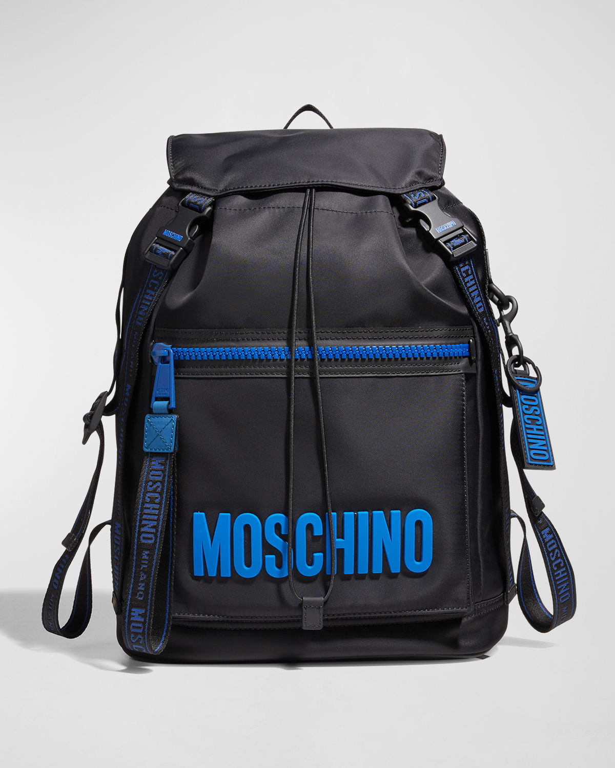 Shop Moschino Men's  Recycled Nylon Logo Backpack In Black Multi