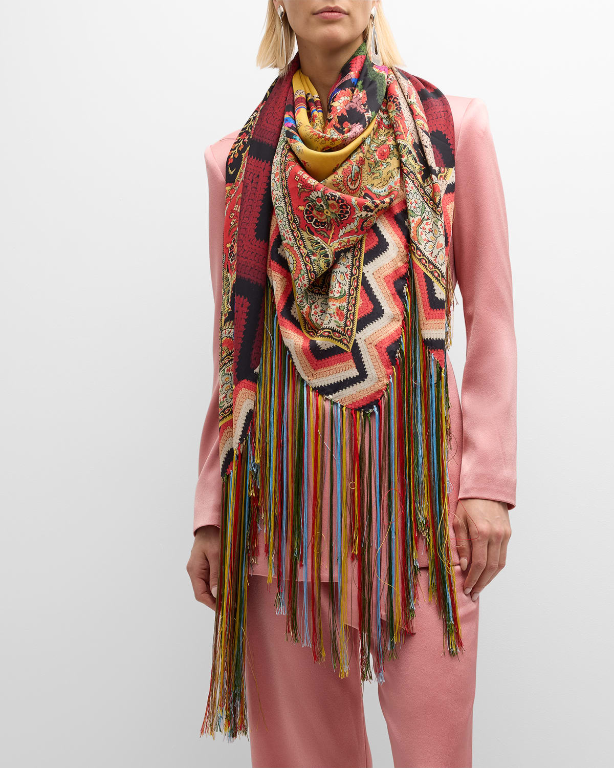 Multi-Color Patterned Silk Shawl