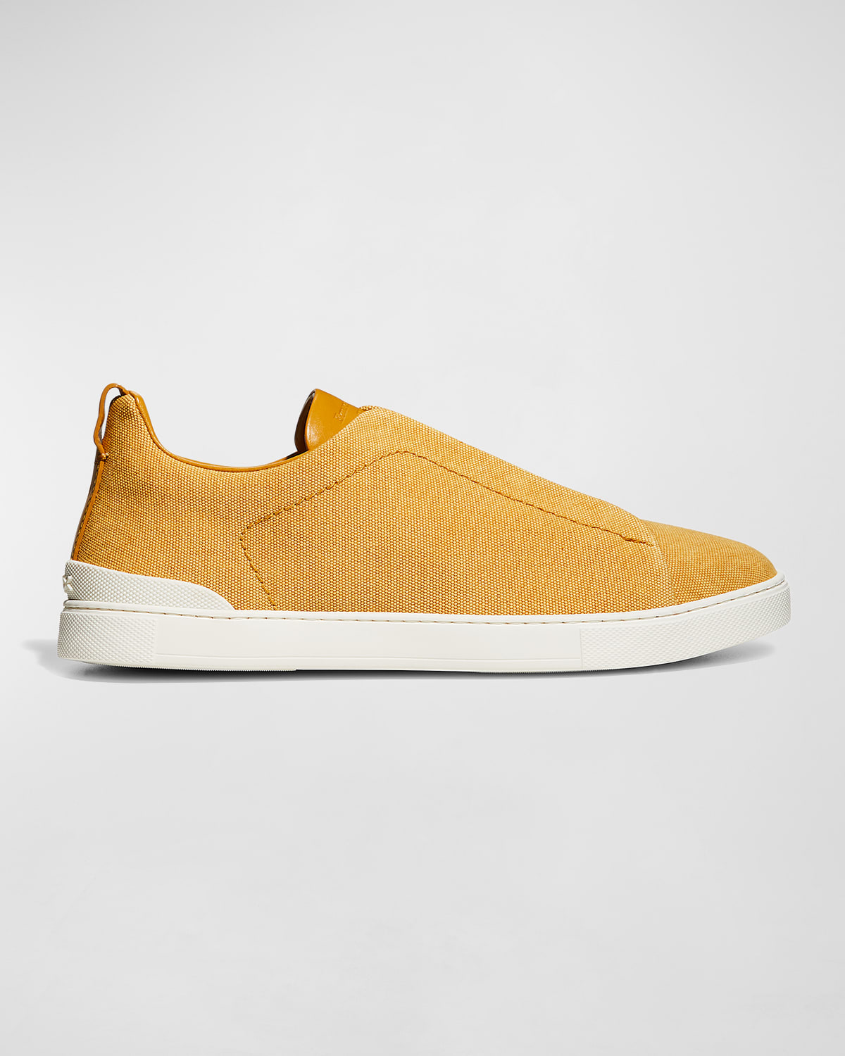 Shop Zegna Men's Triple Stitch Canvas Sneakers In Yellow