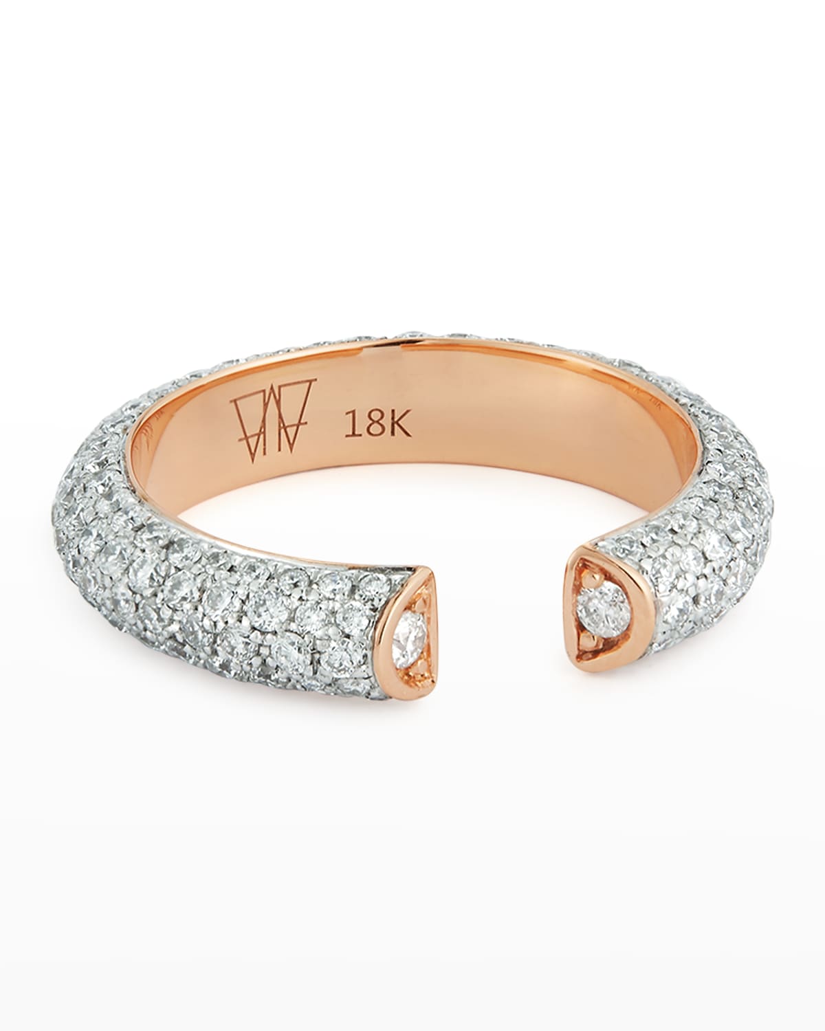 Walters Faith Thoby Rose Gold Tubular Open Band Ring With Diamond Ends
