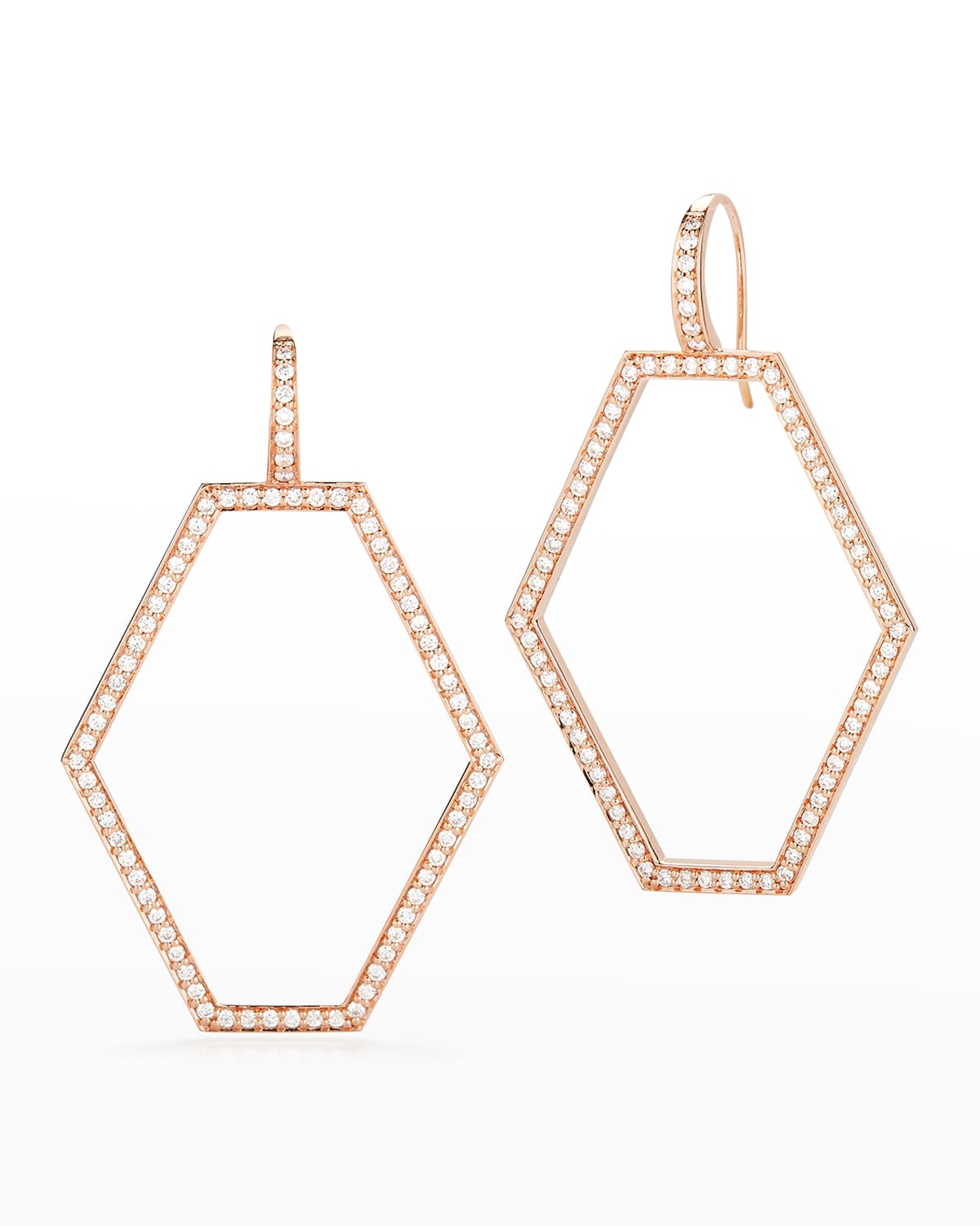 Keynes Rose Gold Medium Diamond Hexagonal Forward Facing Earrings