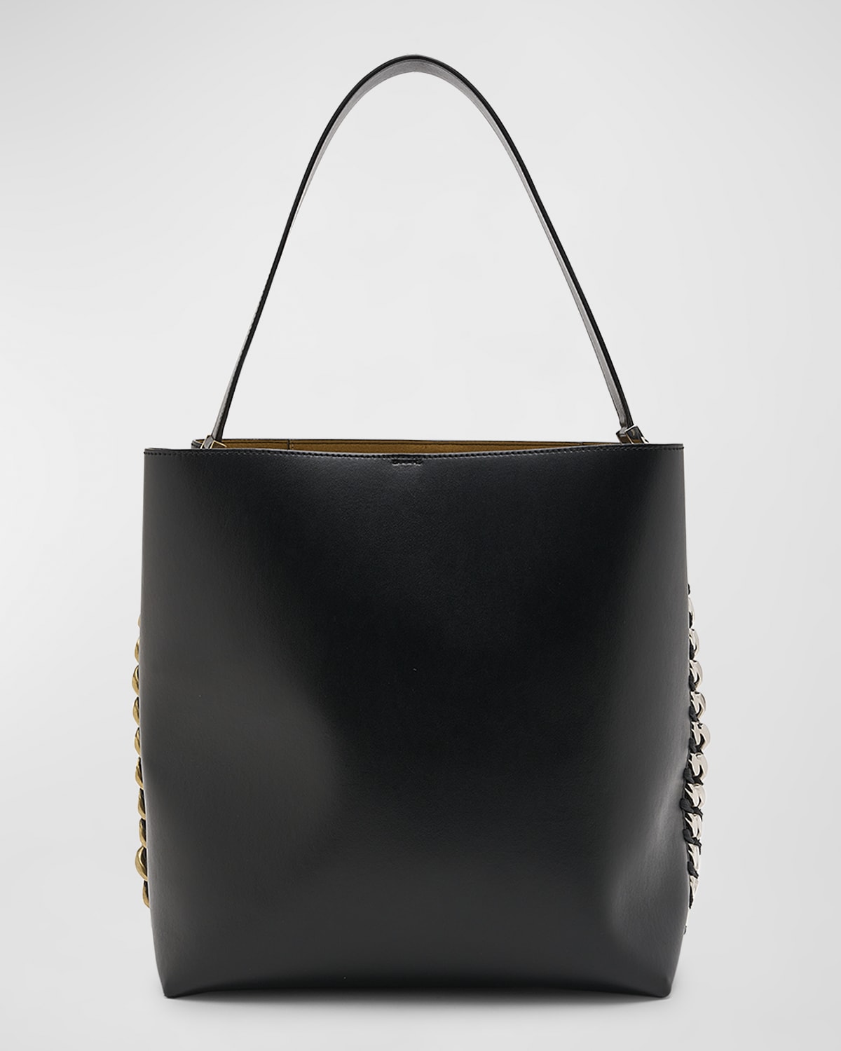 Shop Stella Mccartney Two-tone Chain Vegan Leather Tote Bag In Black