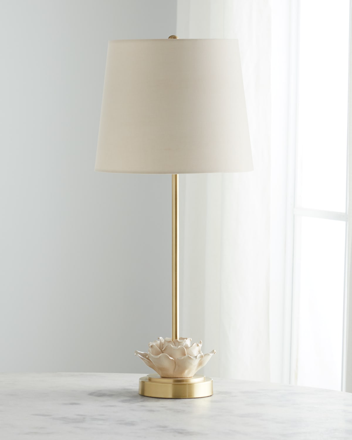 Shop Regina Andrew Flower Ceramic Table Lamp With Natural Brass Base In Ivory
