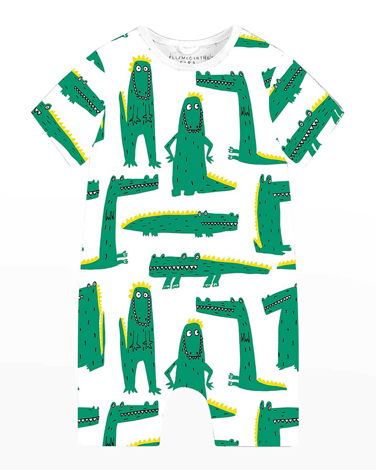 Boy's Crocodile-Print Romper, Size 3-24M