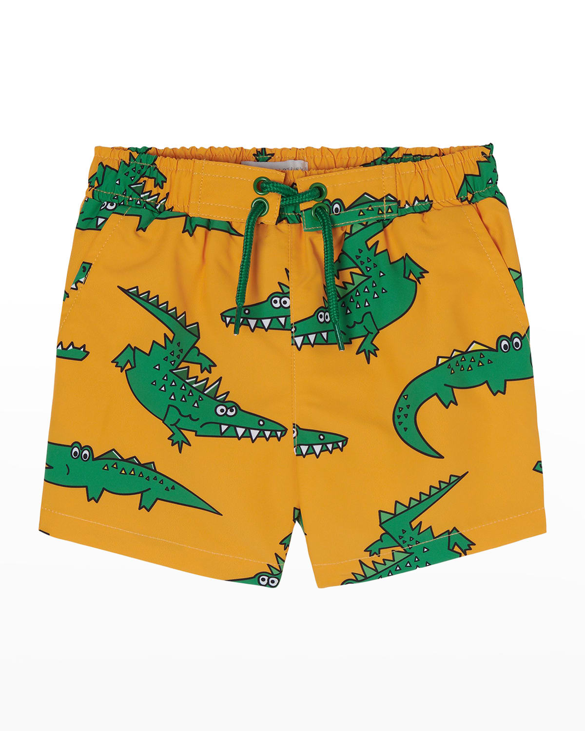 Boy's Crocodile-Print Swim Trunks, Size 12-36M