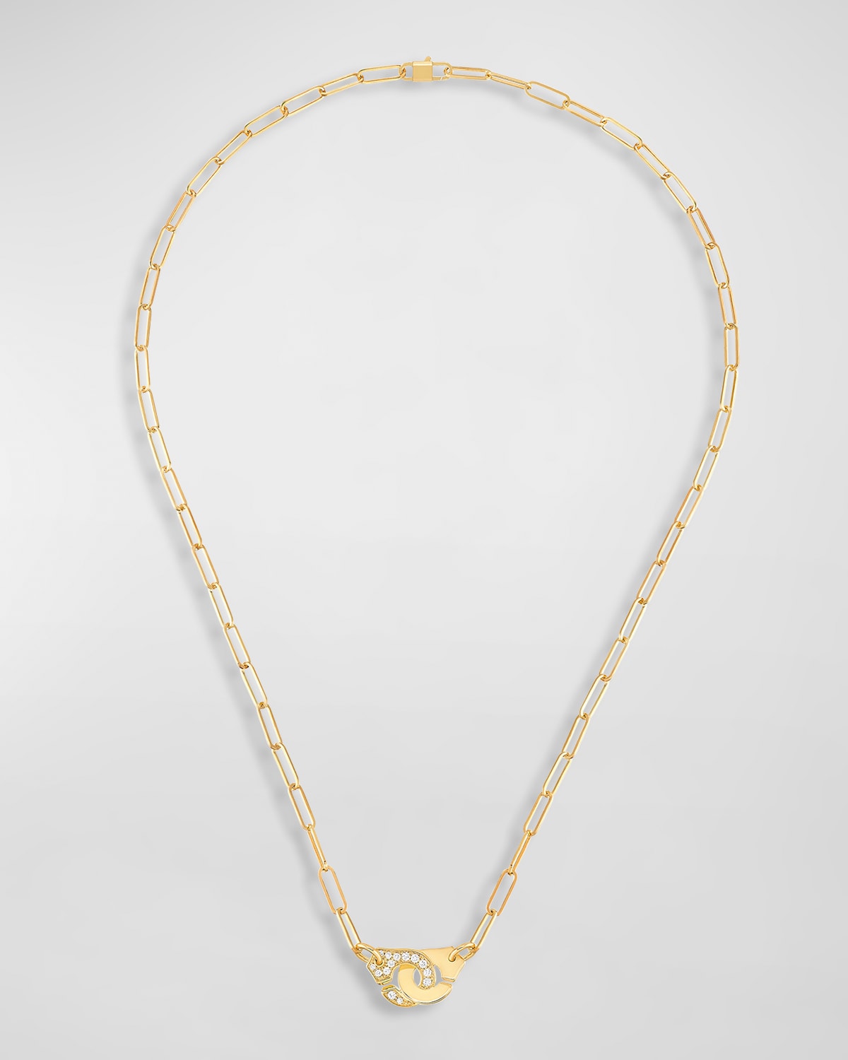 DINH VAN Yellow Gold Menottes R10 Medium Chain Necklace with 1 Side Diamond