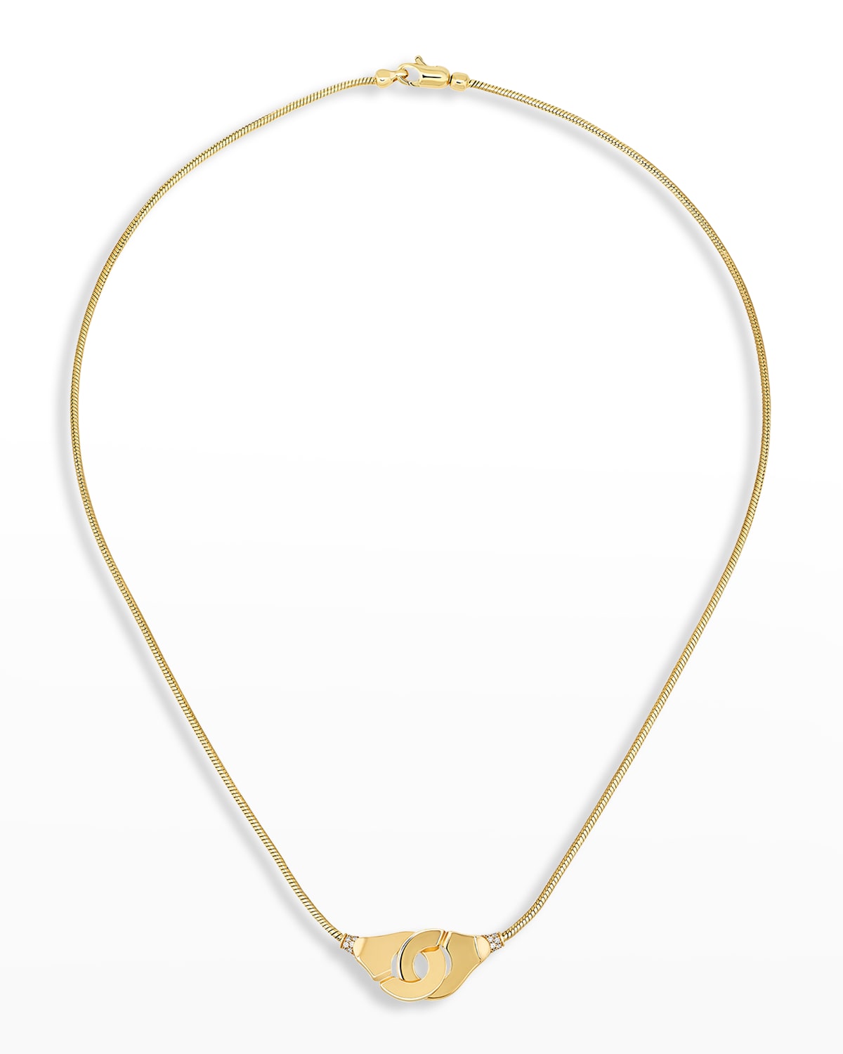DINH VAN Yellow Gold Menottes R15 Extra-Large Snake Chain Necklace with Diamond Shoulders