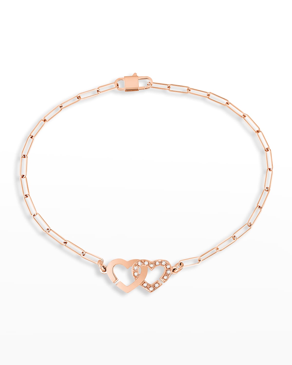 DINH VAN Pink Gold R9 Double Coeur Heart Chain Bracelet