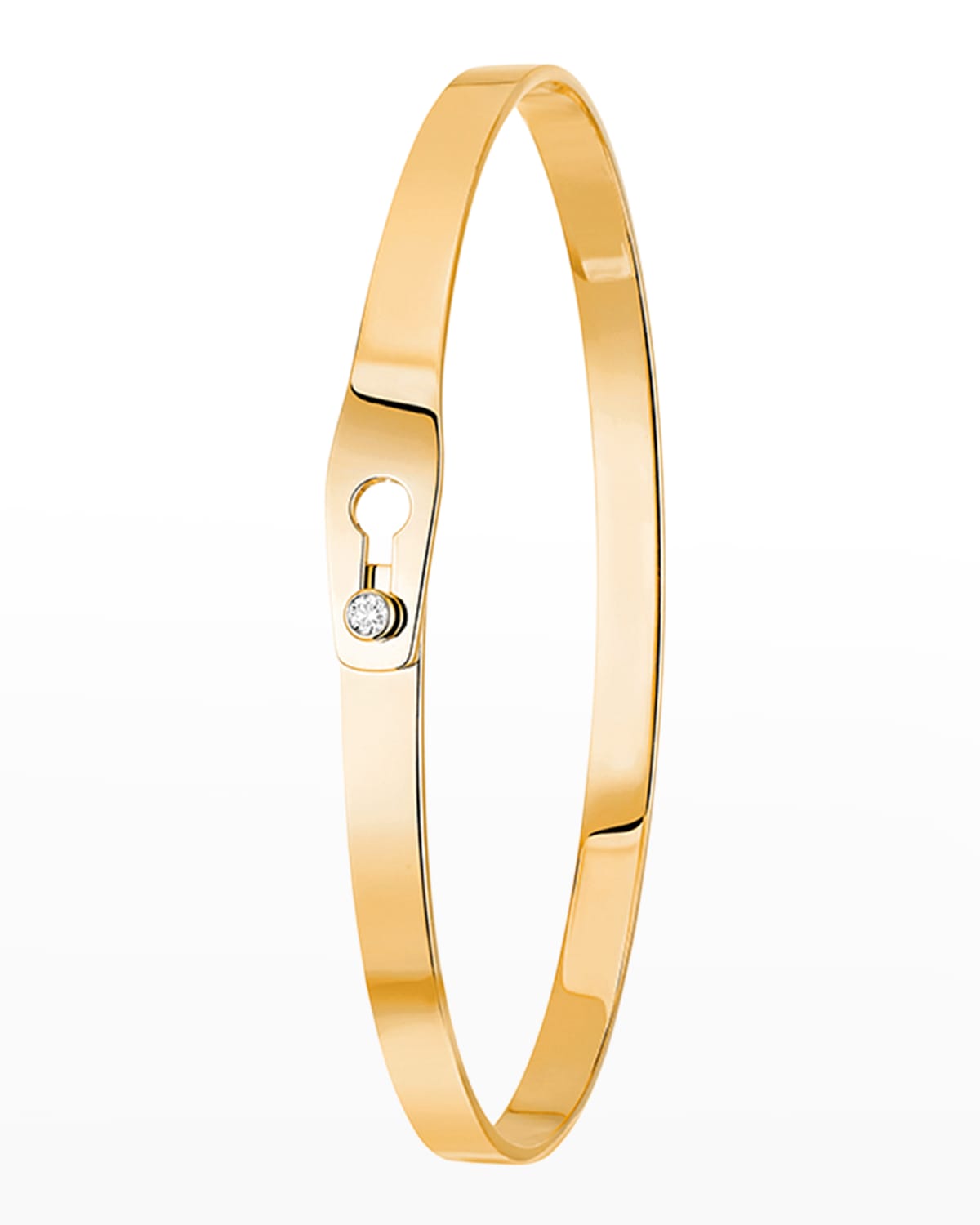 Dinh Van Yellow Gold Secure Narrow Bangle Bracelet With 1 Diamond