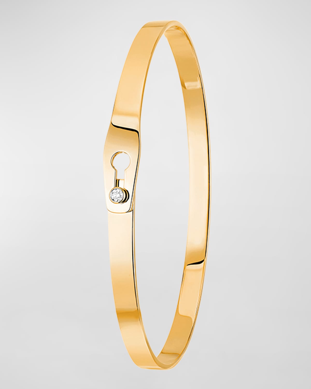 DINH VAN Yellow Gold Secure Narrow Bangle Bracelet with 1 Diamond