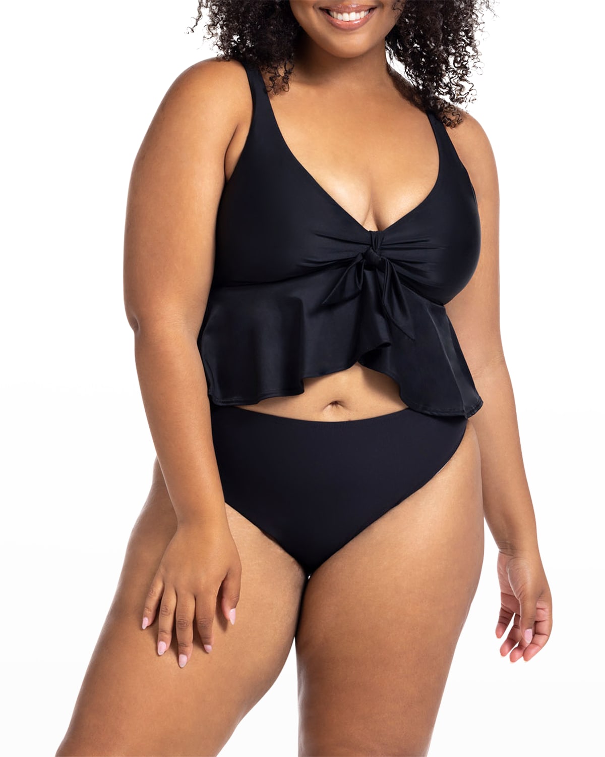 Shop Artesands Chagall Flounce Peplum Bikini Top In Black