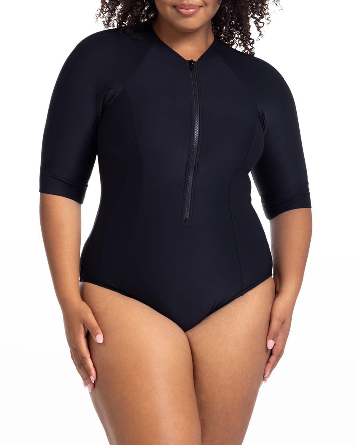 Shop Artesands Seurat One-piece Rashguard Swimsuit (c-dd Cup) In Black