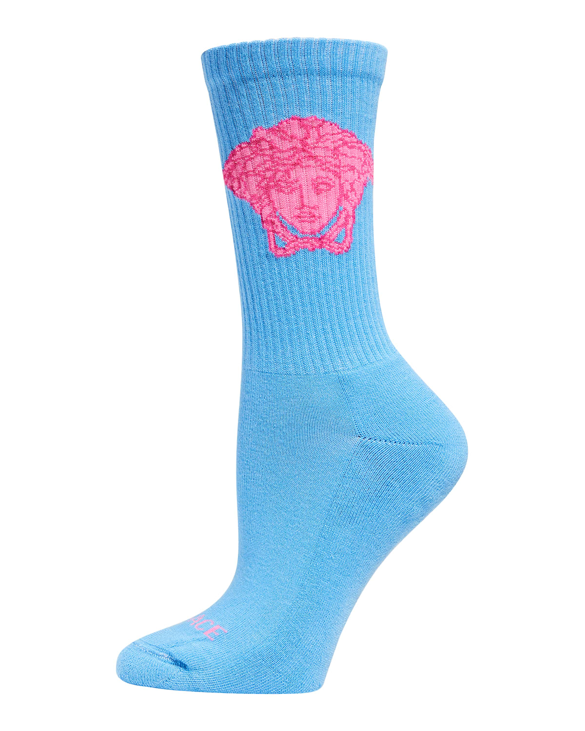 Versace Medusa Athletic Socks In Blue Cerise