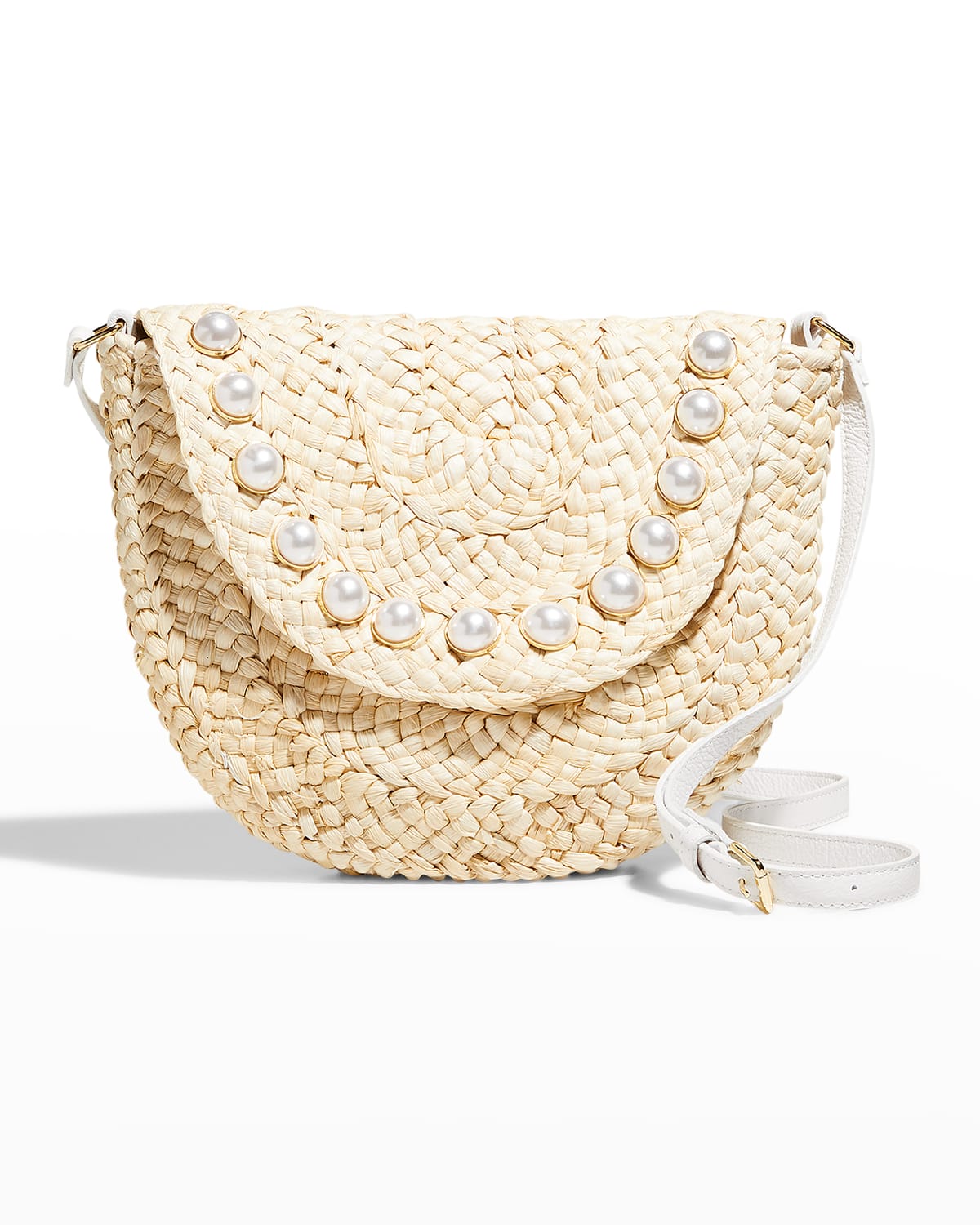 Btb Los Angeles Holly Pearly Crystal Straw Crossbody Bag In Naturalpearl