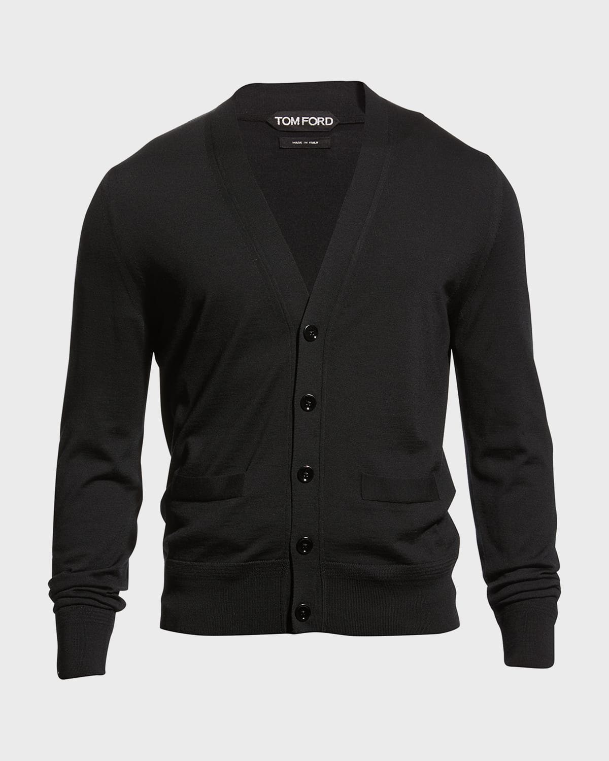 Tom Ford Men's Tonal Wool Cardigan Sweater In Blk Sld