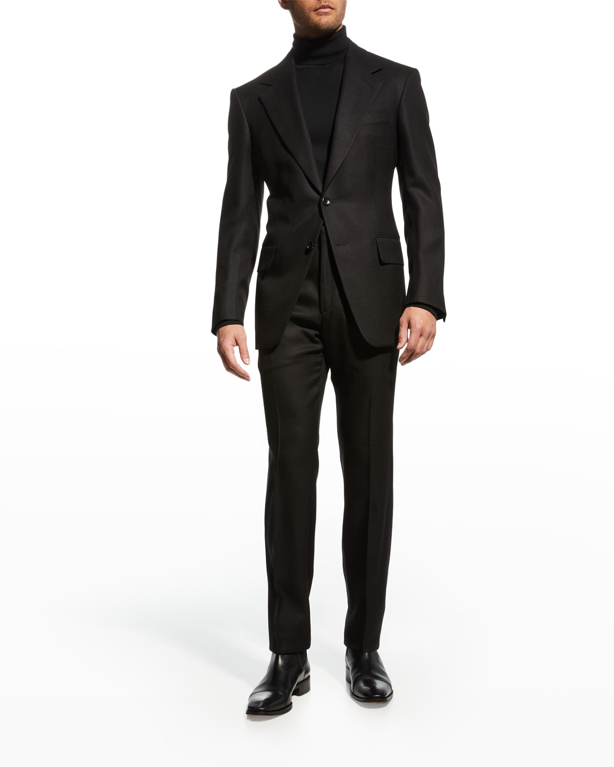 Tom Ford Men's Cooper Solid Hopsack Suit In Black Solid | ModeSens