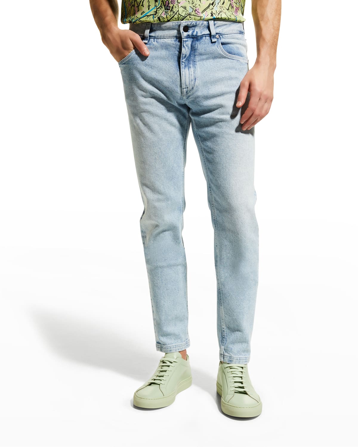 Fendi Light Blue Straight Jeans Fendi Men's Slim-straight