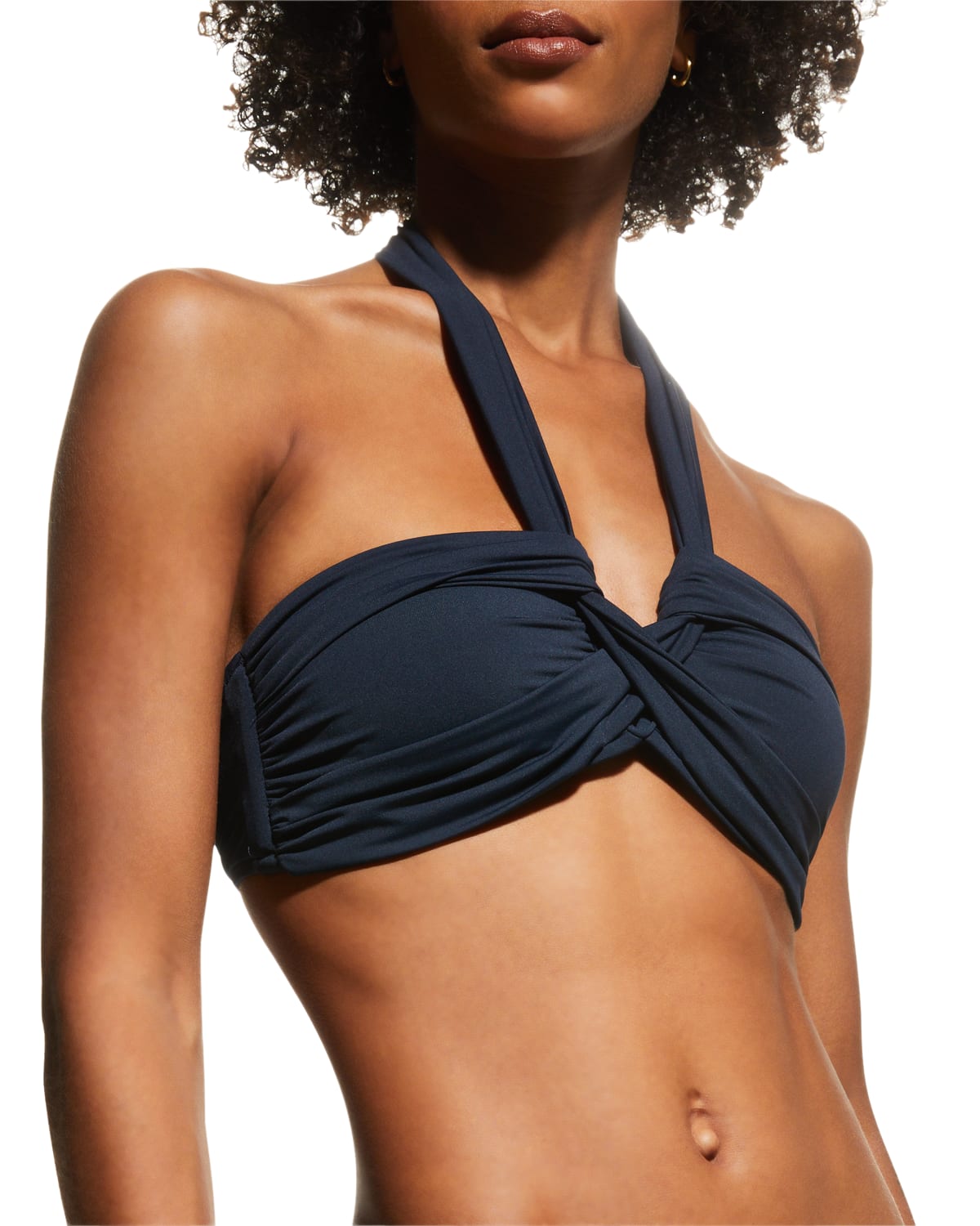Klokje onbetaald Ingang Seafolly Halter Bandeau Bikini Top In True Navy | ModeSens