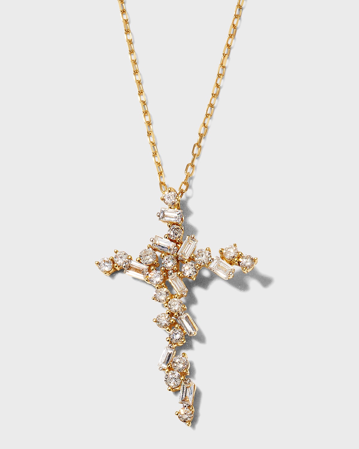 Kastel Jewelry 14K Yellow Gold Diamond Cross Necklace