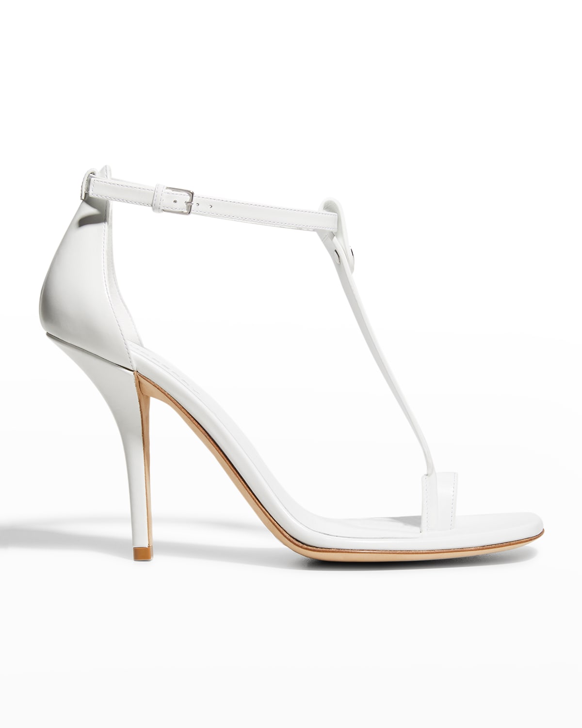 BURBERRY STEFANIE LEATHER T-STRAP STILETTO SANDALS