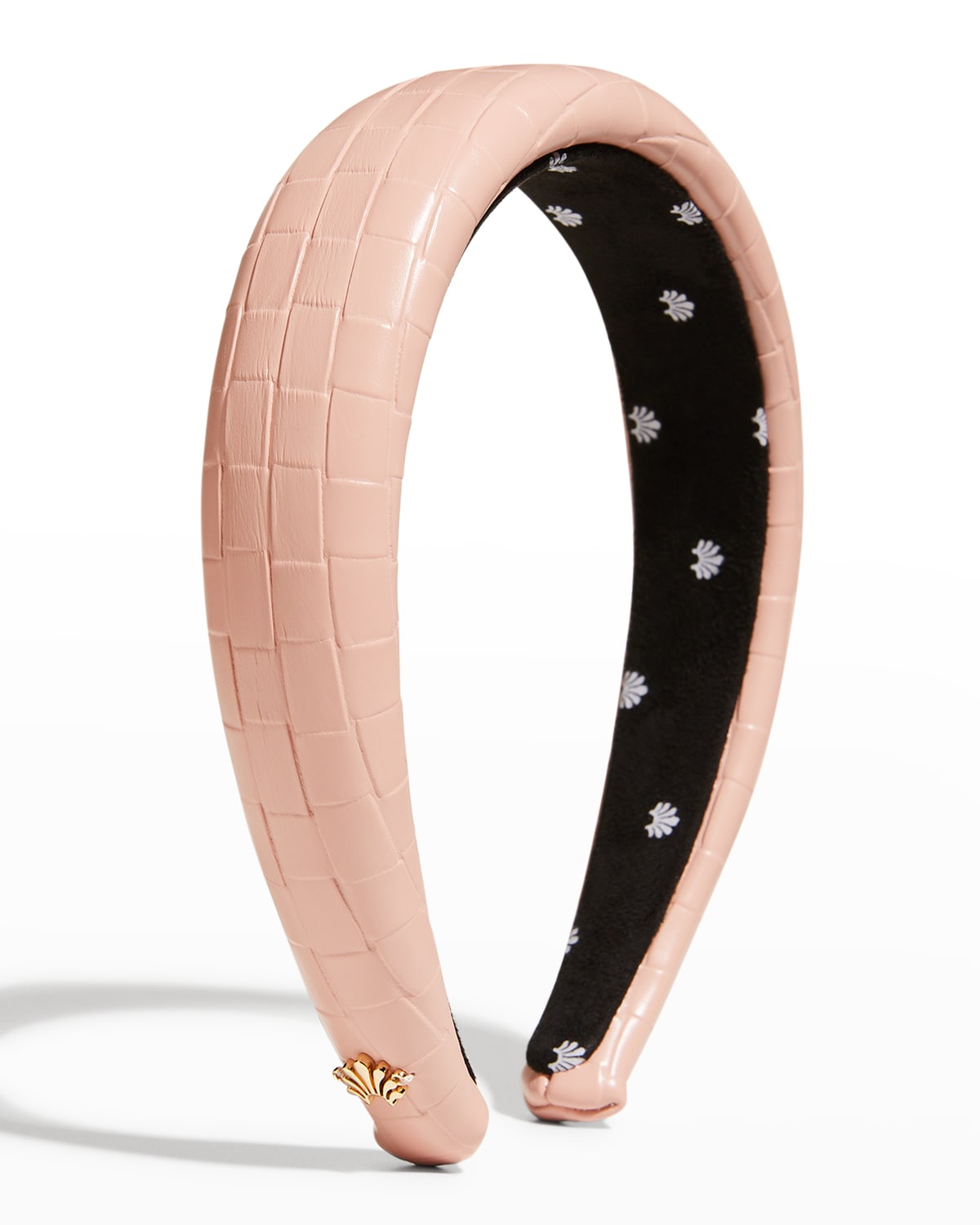 Shop Lele Sadoughi Alice Padded Moc-croc Headband In Blush