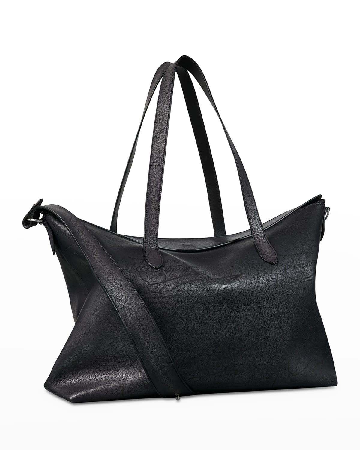 Berluti Men's Soft Leather Scritto Handbag In Nero Grigio