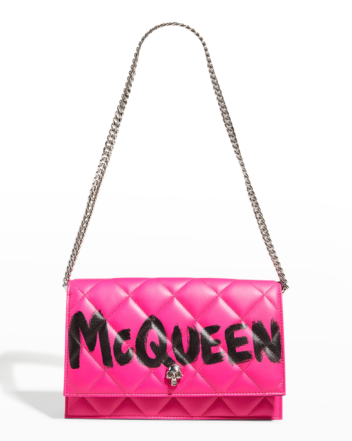 Alexander Mcqueen Skull Logo Medium Quilted Shoulder Bag In