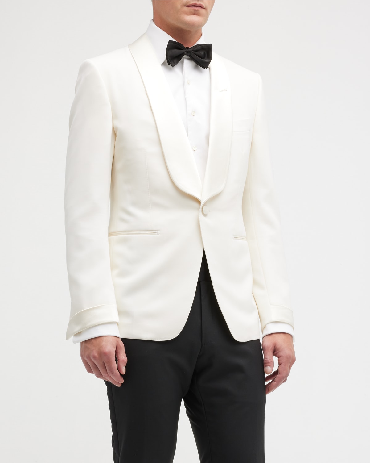 Tom Ford Men's Grain De Poudre Shawl Dinner Jacket In White Solid | ModeSens