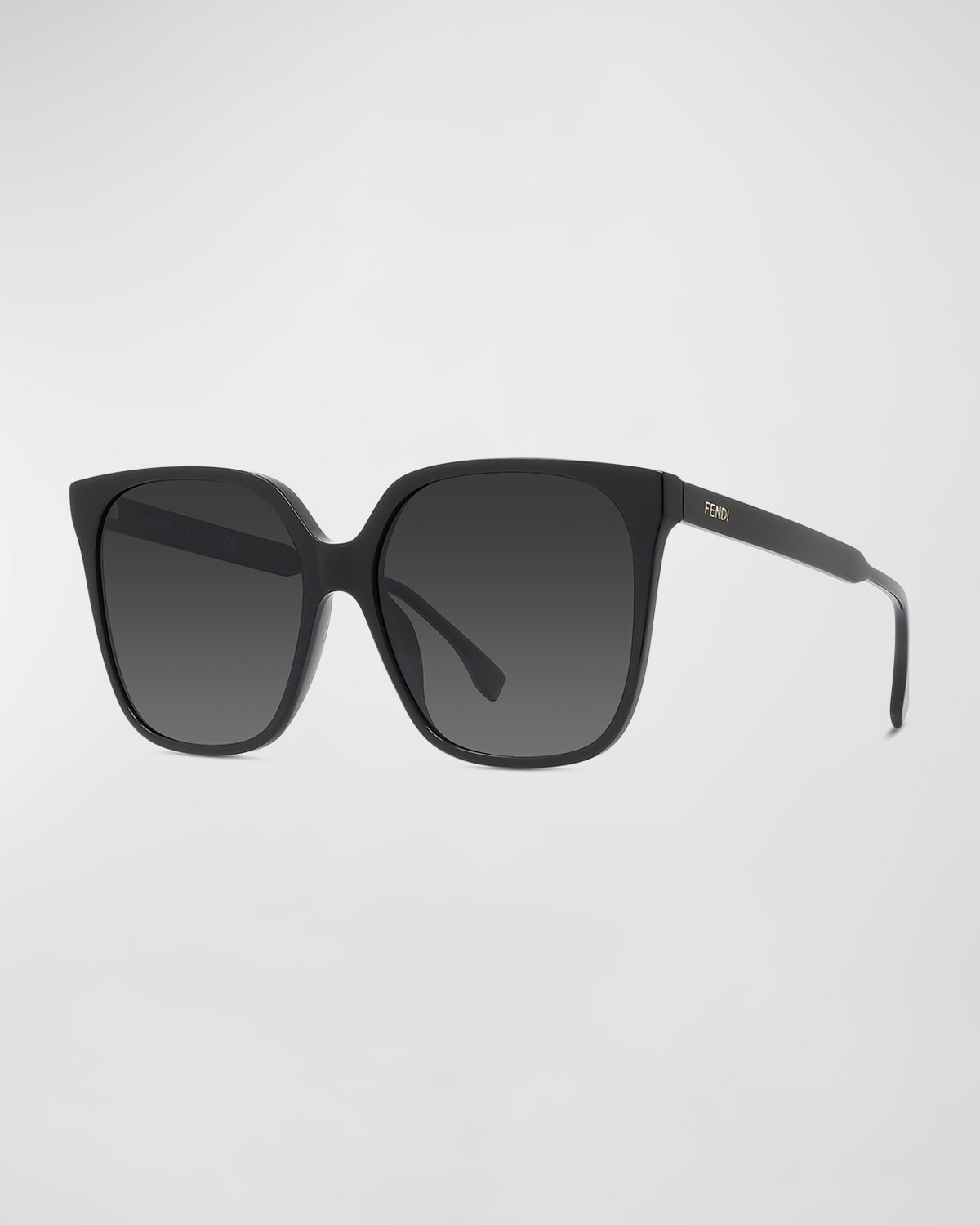 Fendi Fe40030i 01d Butterfly Polarized Sunglasses In Shiny Black / Sm
