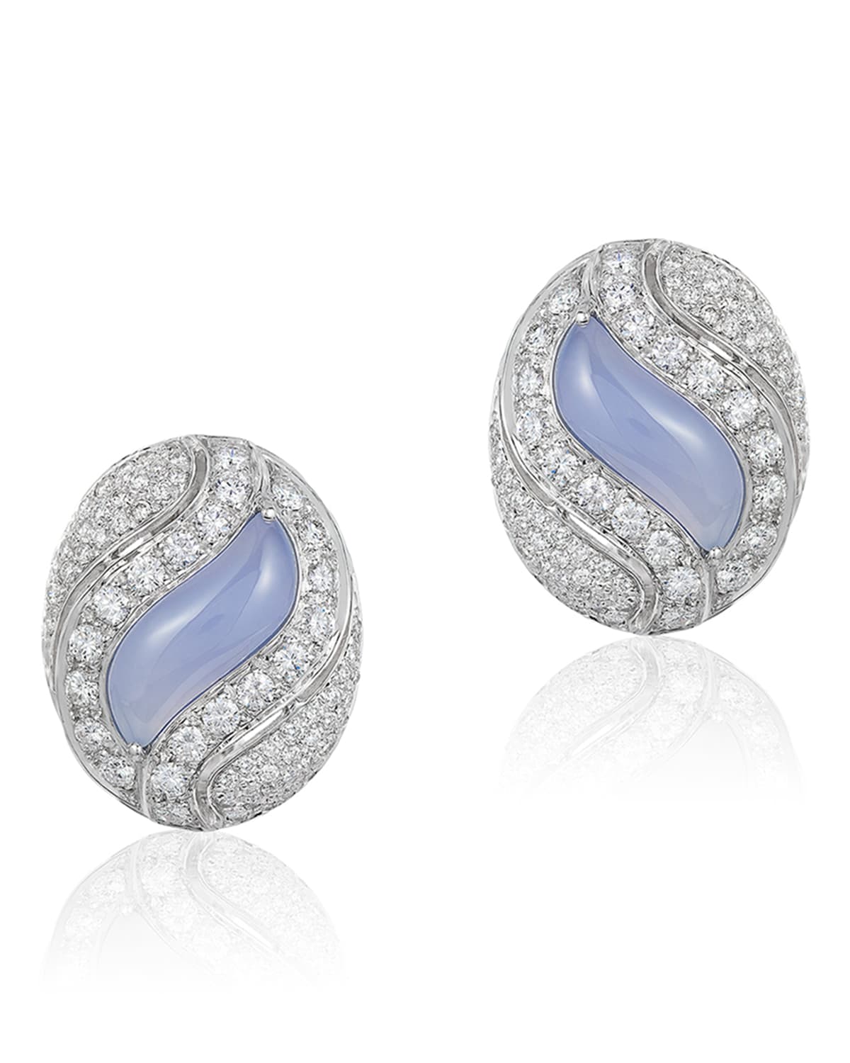 Andreoli 18k White Gold, Diamond & Purple Chalcedony Earrings