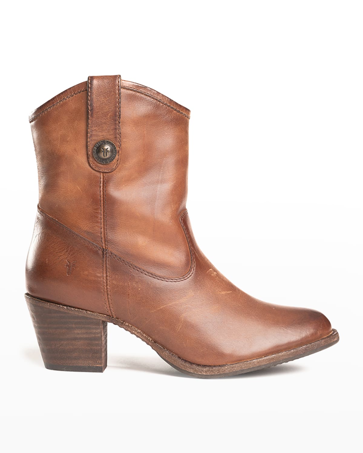 FRYE JACKIE LEATHER BUTTON SHORT WESTERN BOOTIES