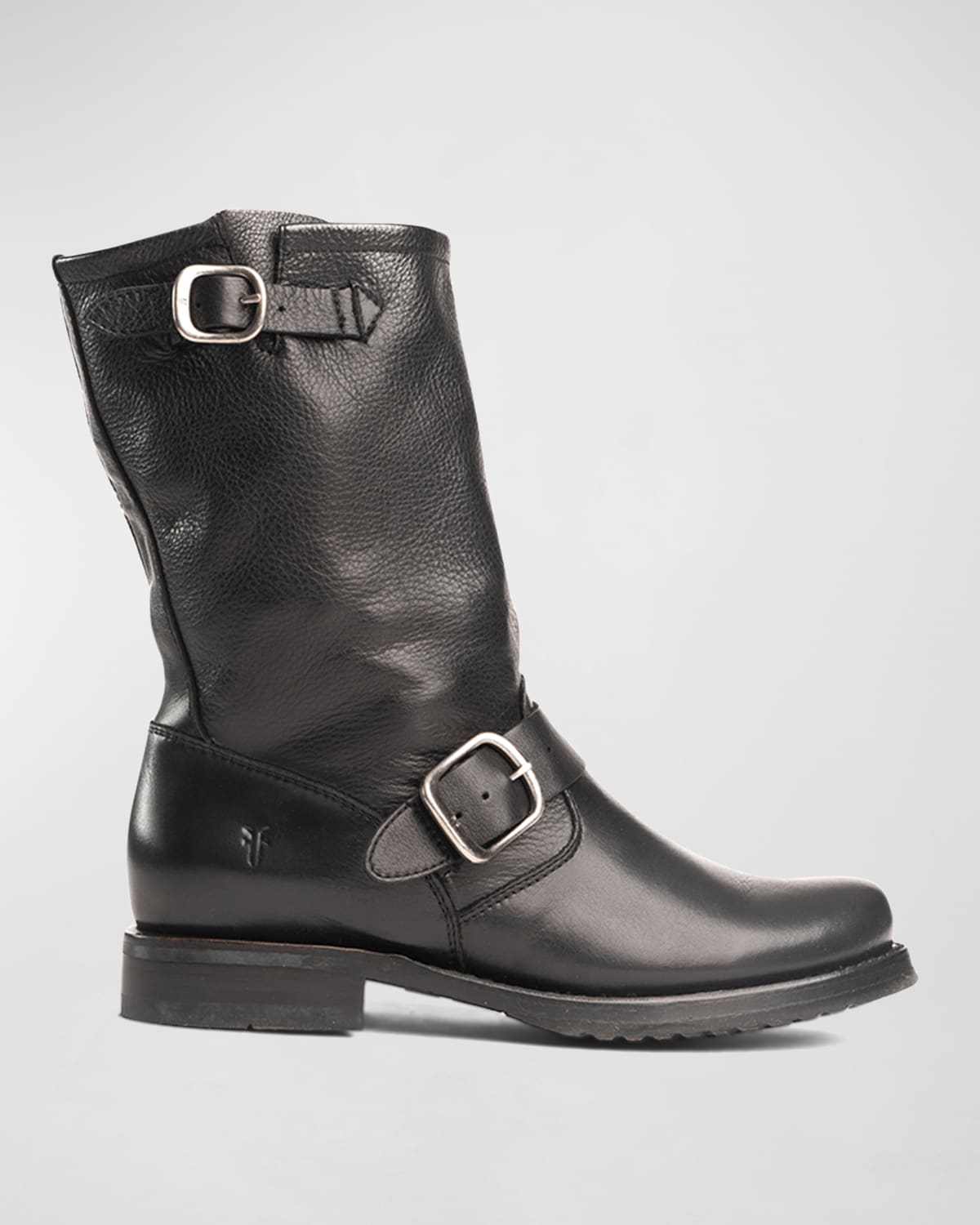 Veronica Leather Buckle Short Moto Boots