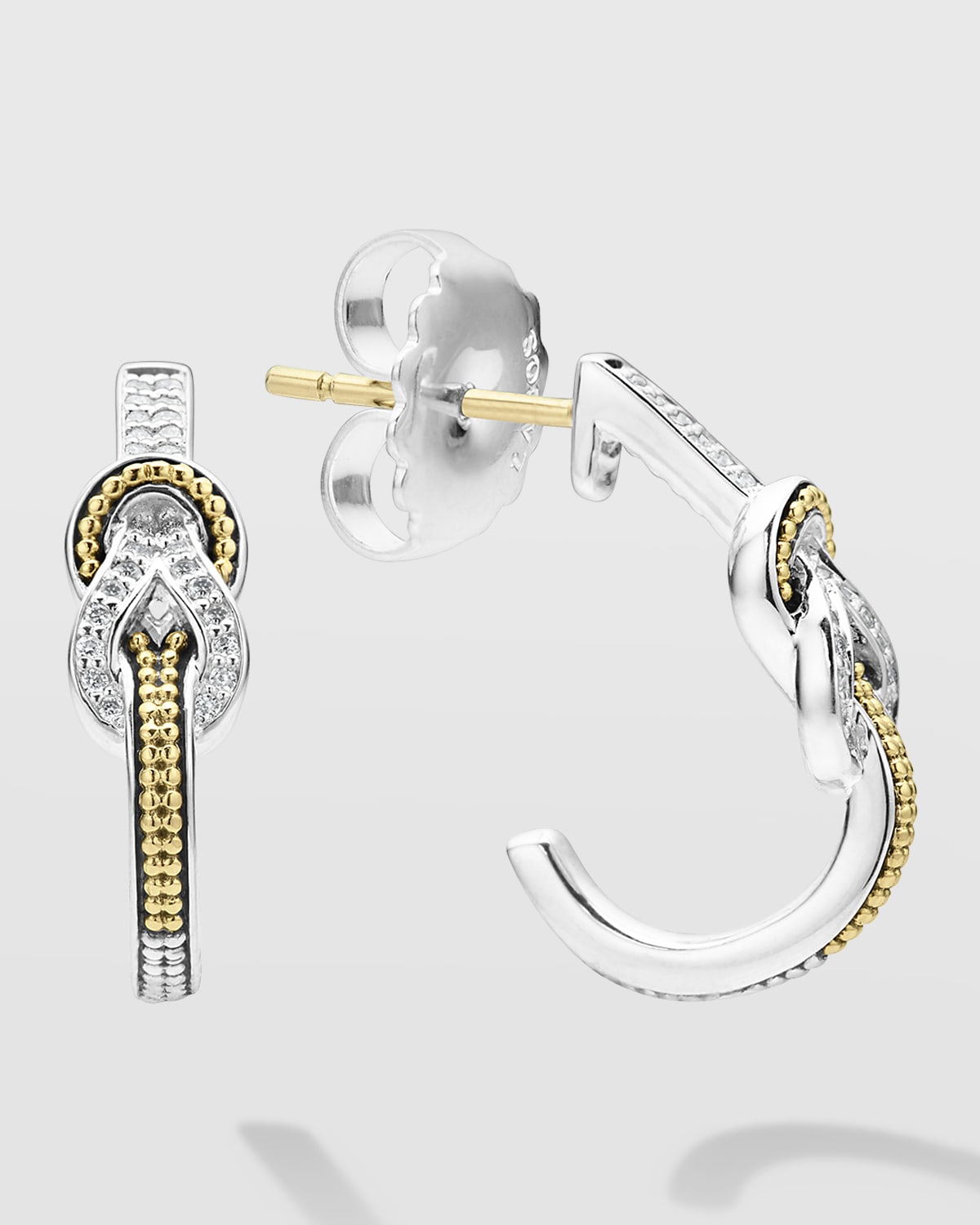 Newport Diamond Knot 15mm Half-Hoop Earrings