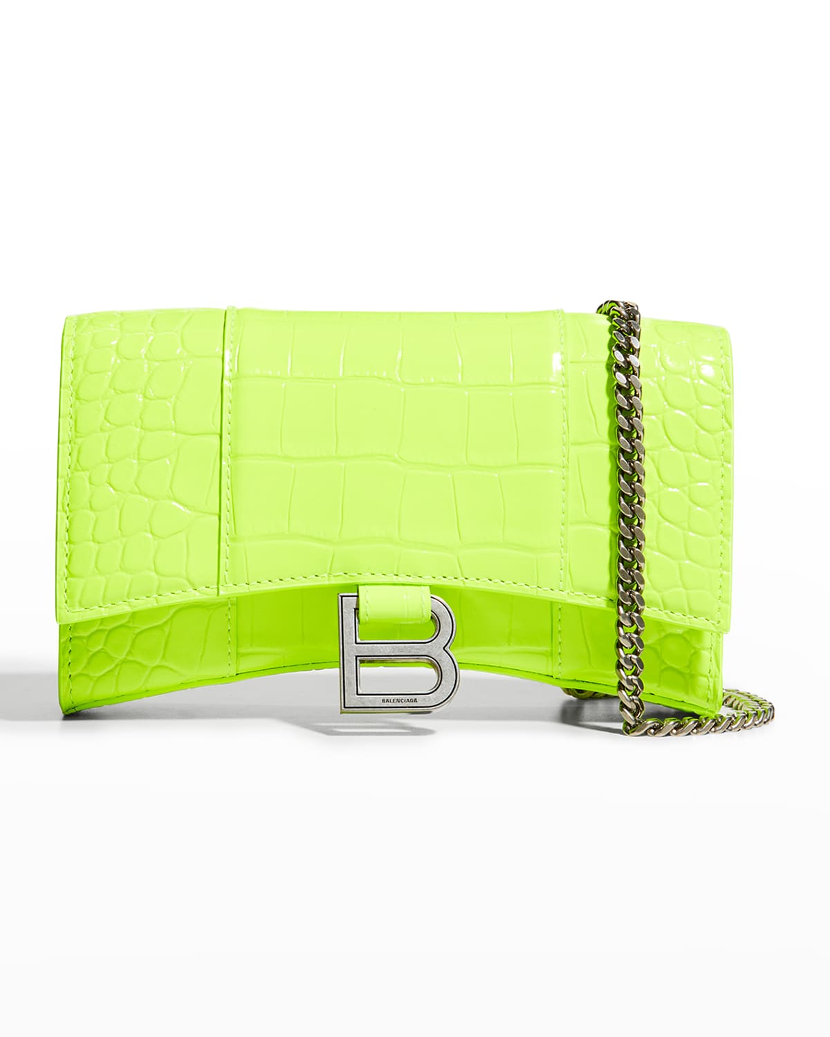 Balenciaga Hourglass Crocembossed Crossbody Bag In Fluo Yellow ModeSens