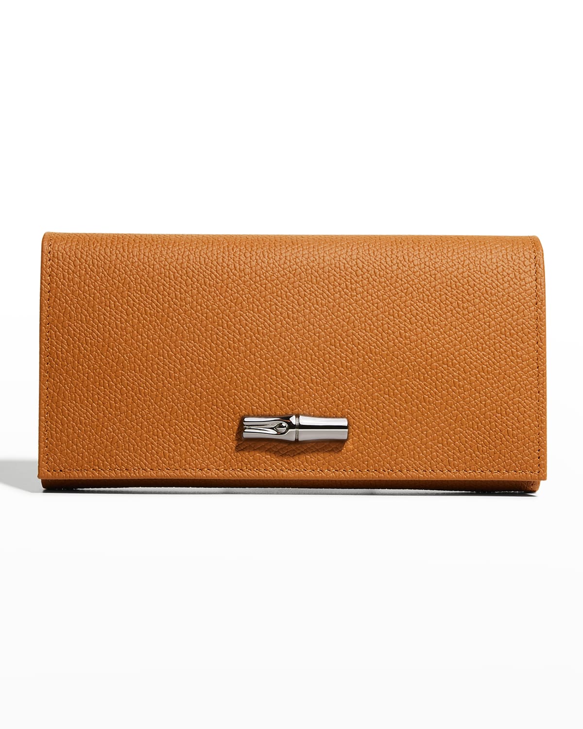 Longchamp Roseau Flap Leather Continental Wallet In Natural