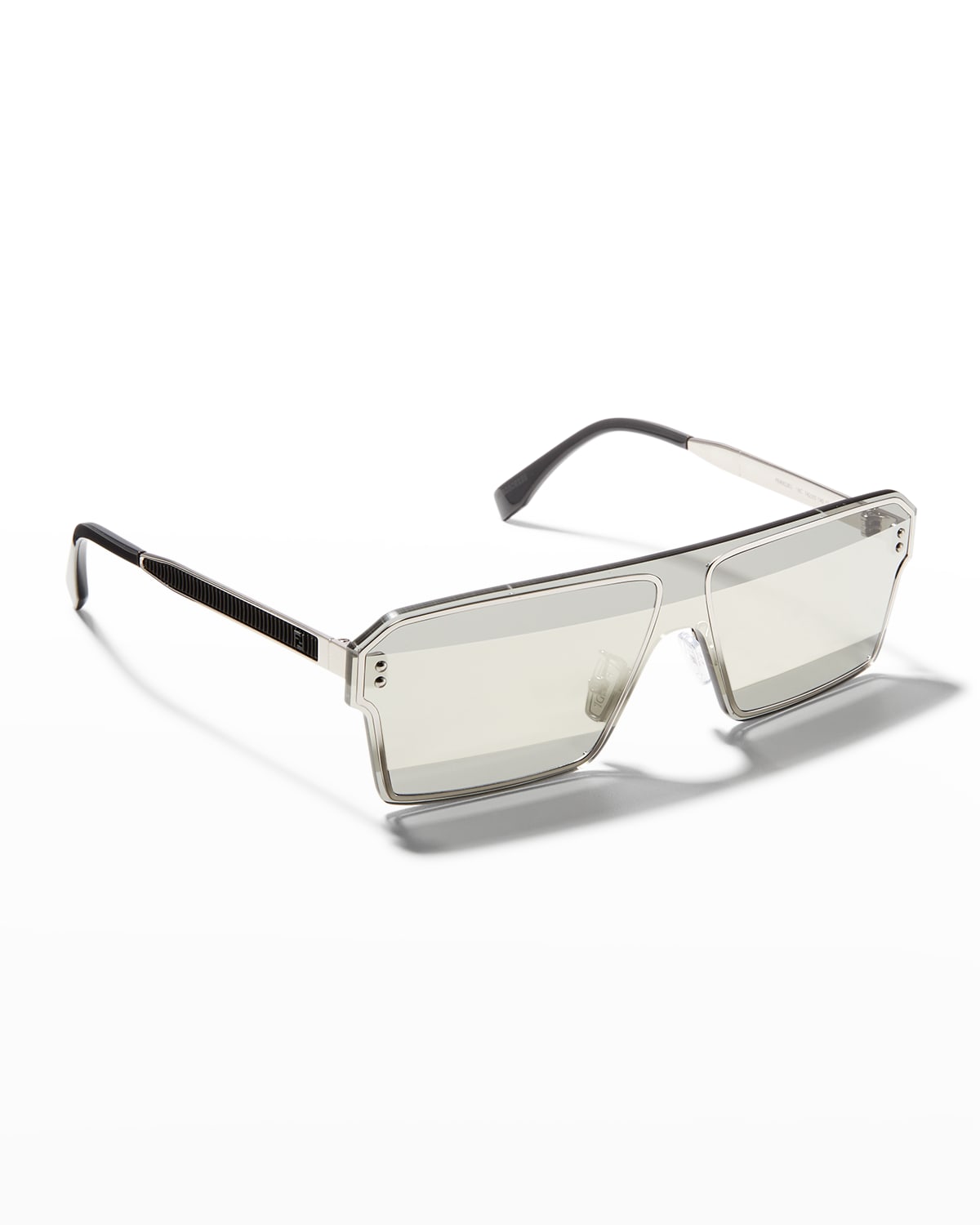 Men's Mirrored Center Lens Square Shield Sunglasses