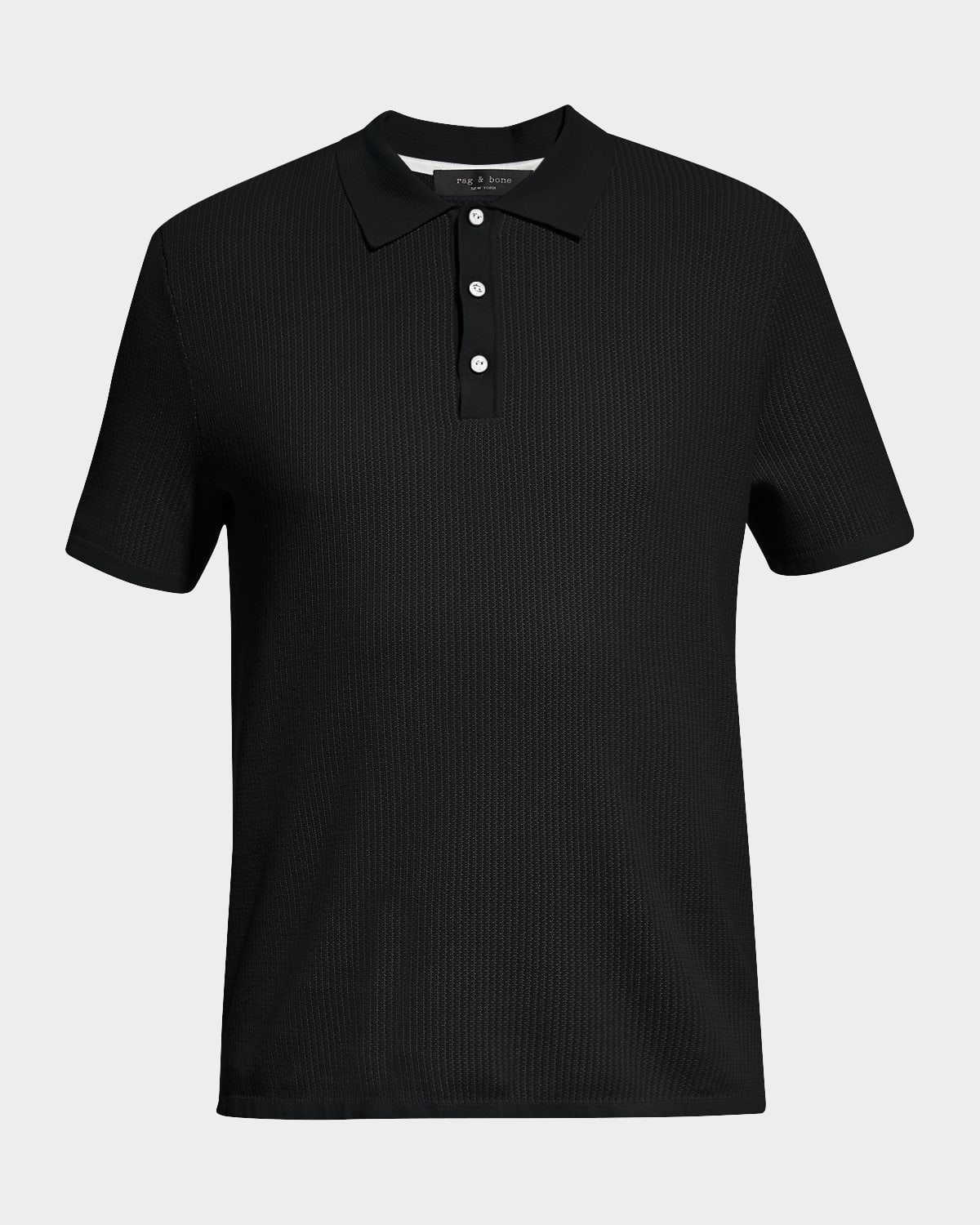 Shop Rag & Bone Men's Harvey Knit Polo Shirt In Blk