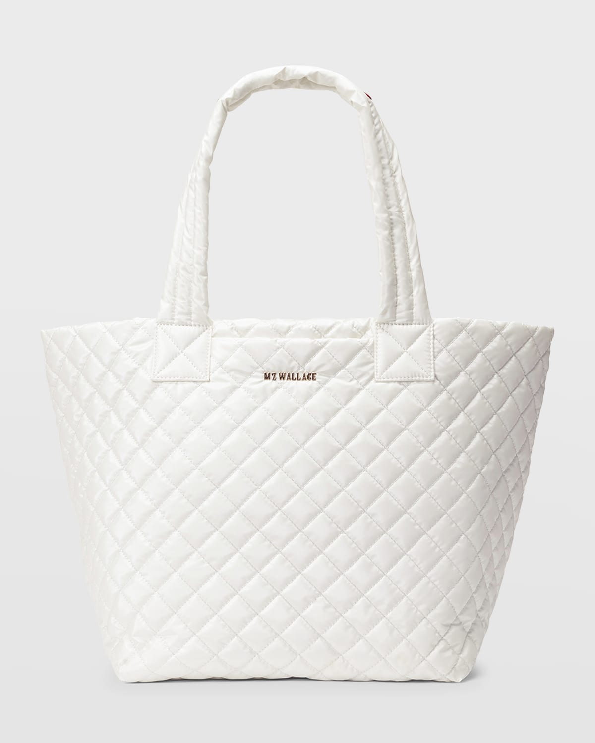 Mz Wallace Metro Deluxe Mini Iridescent Quilted Tote Bag In Pearl Metallic