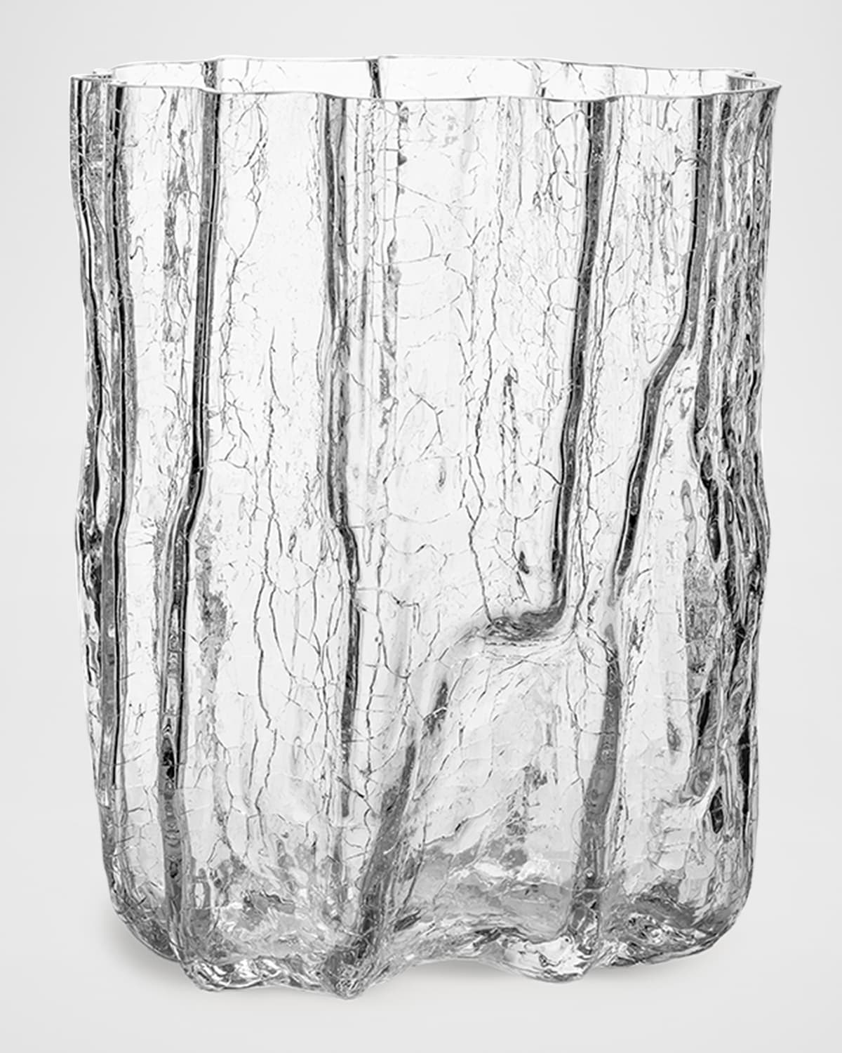 Kosta Boda Crackle Tall Crystal Vase In Clear