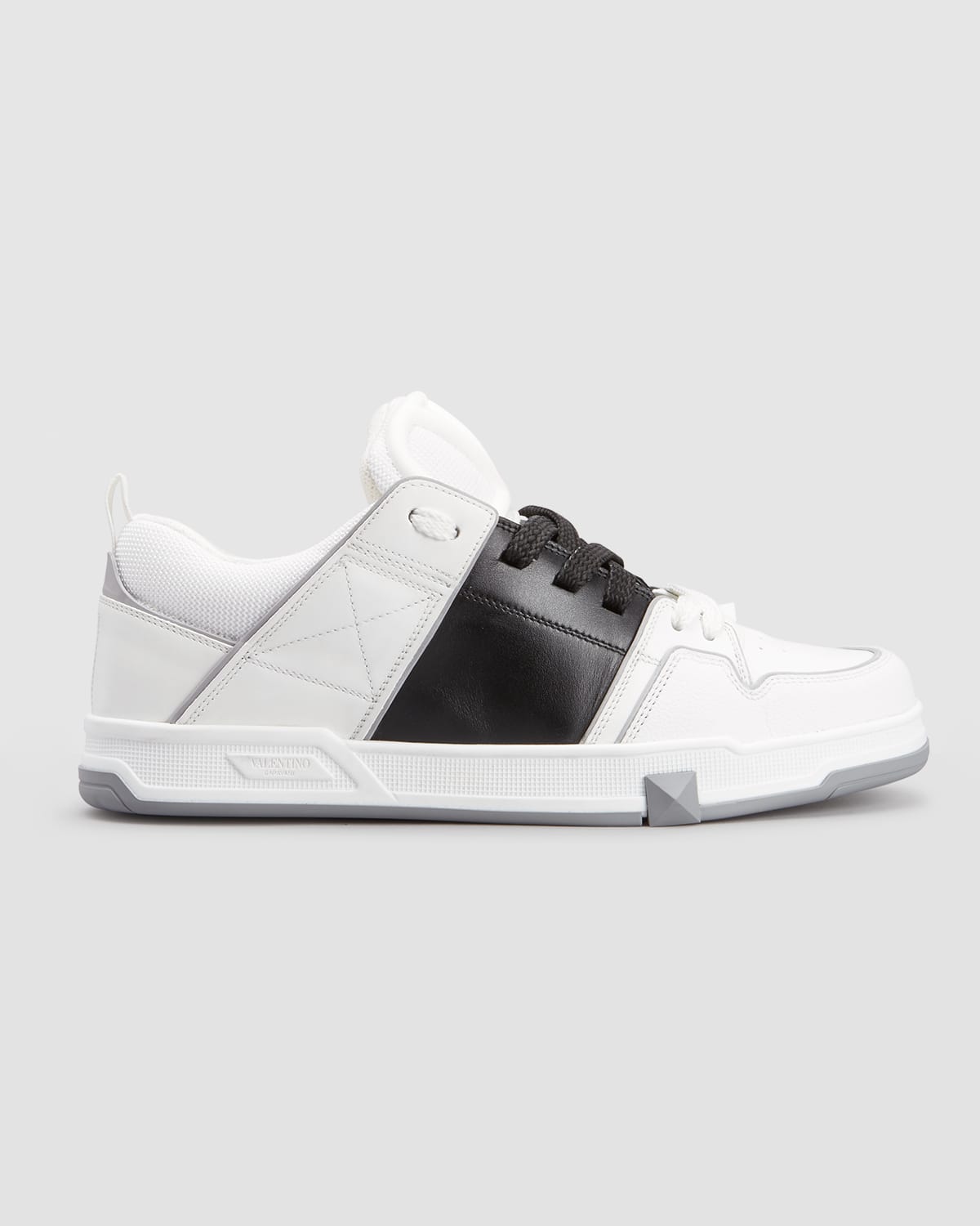 Valentino Men's Color Block Leather & Mesh Low-top Sneakers In White/black