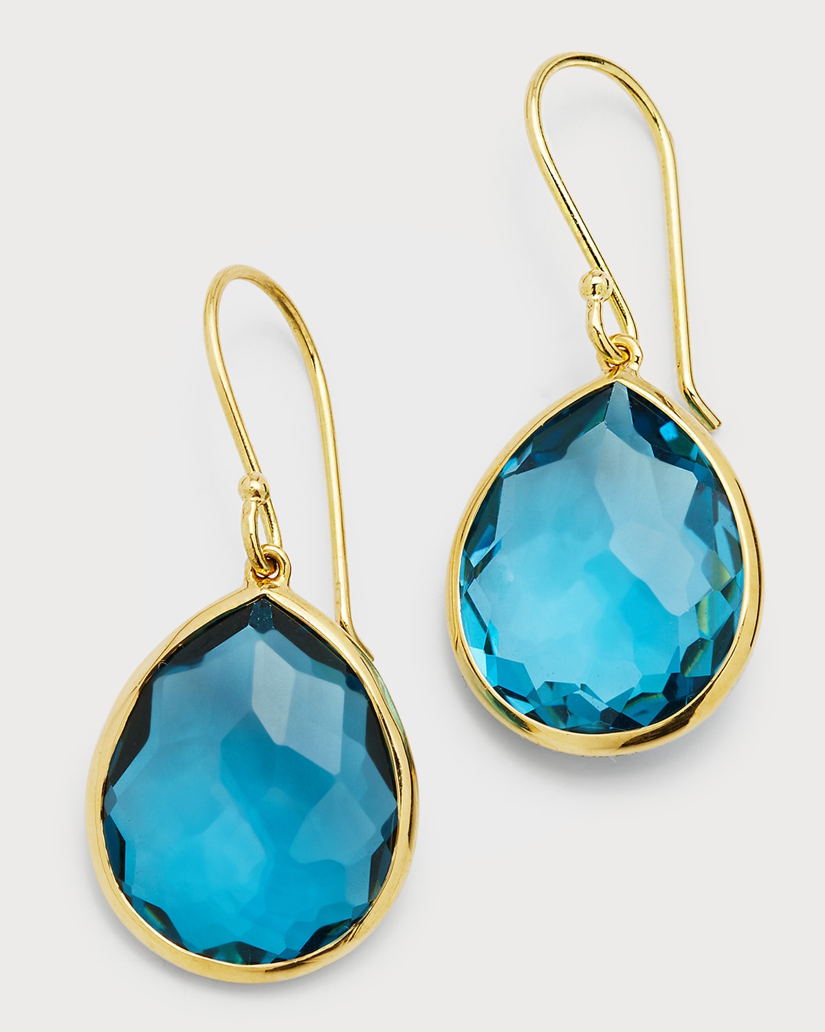 Shop Ippolita Small Teardrop Earrings In 18k Gold In London Blue Topaz