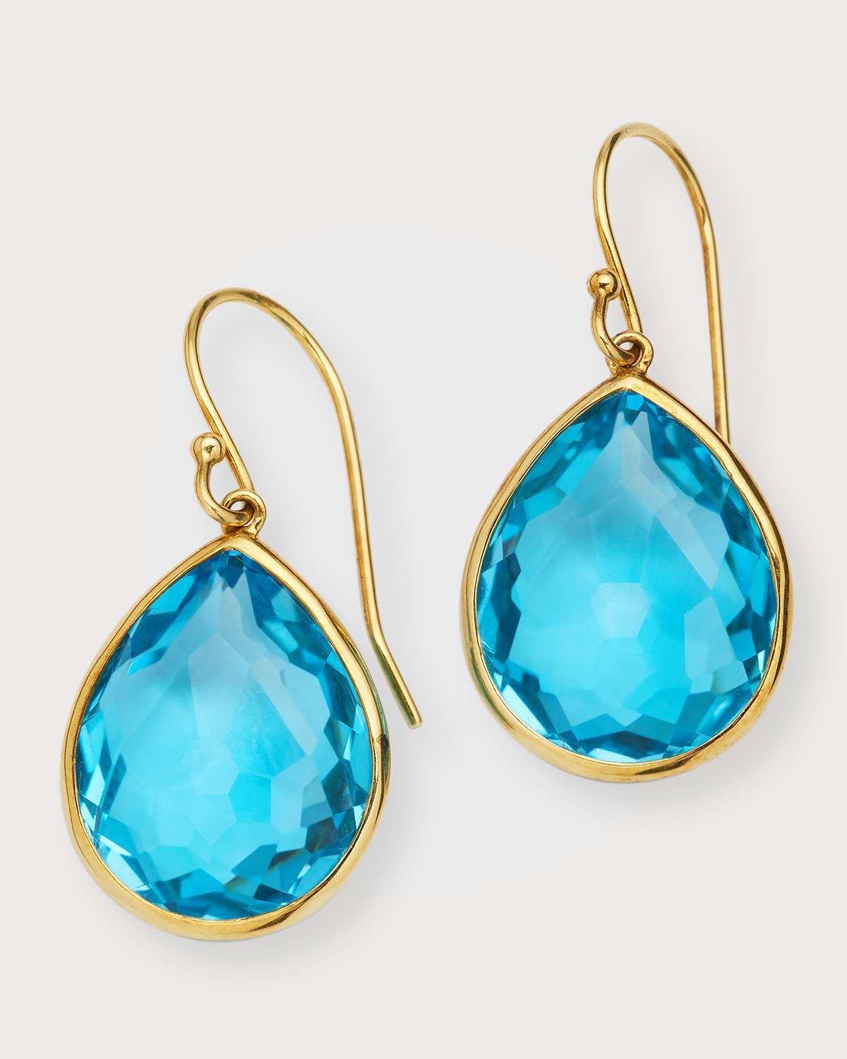 Shop Ippolita Small Teardrop Earrings In 18k Gold In Blue Topaz