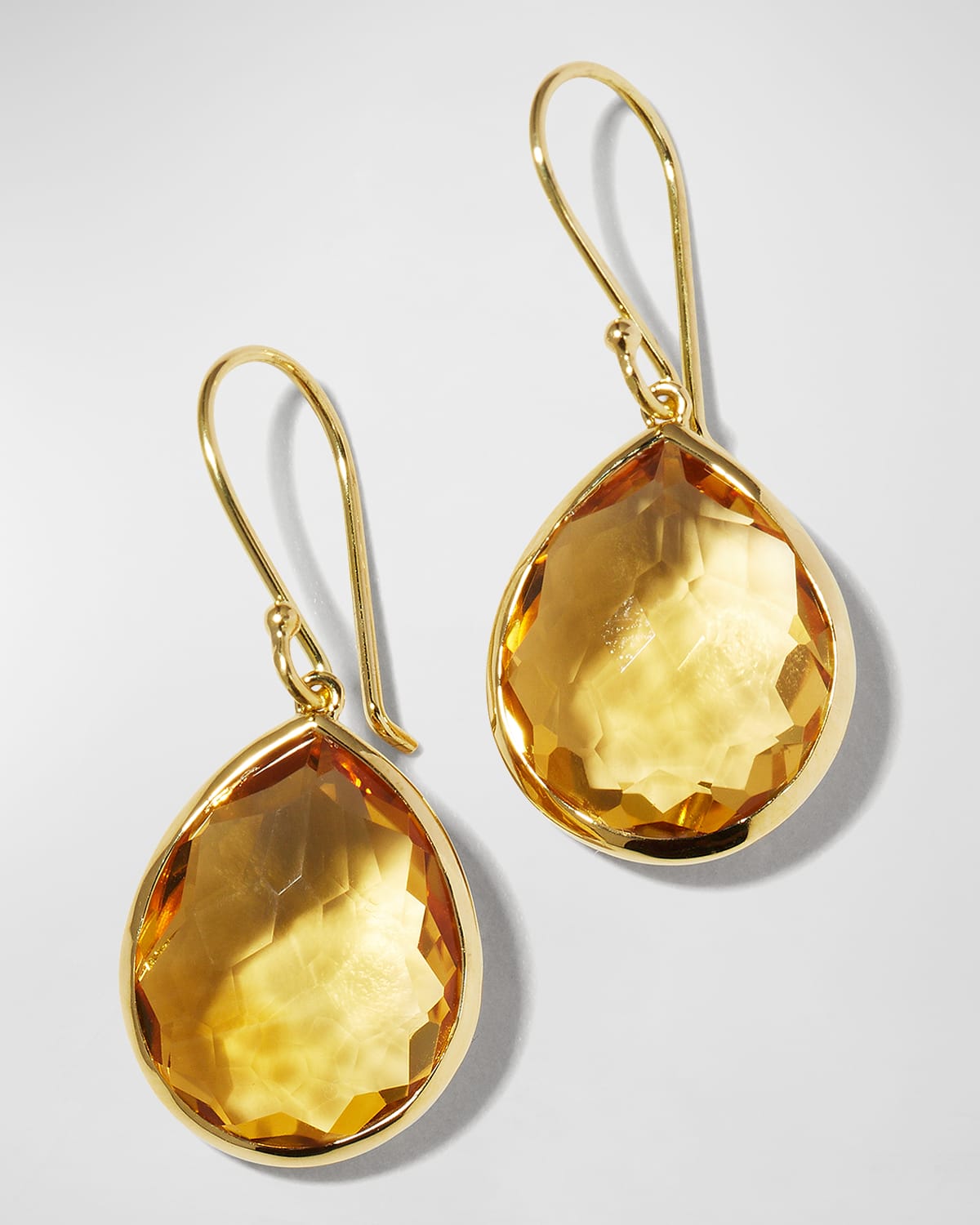 Ippolita 18k Yellow Gold Rock Candy Orange Citrine Pear Drop Earrings In Orange Citrine