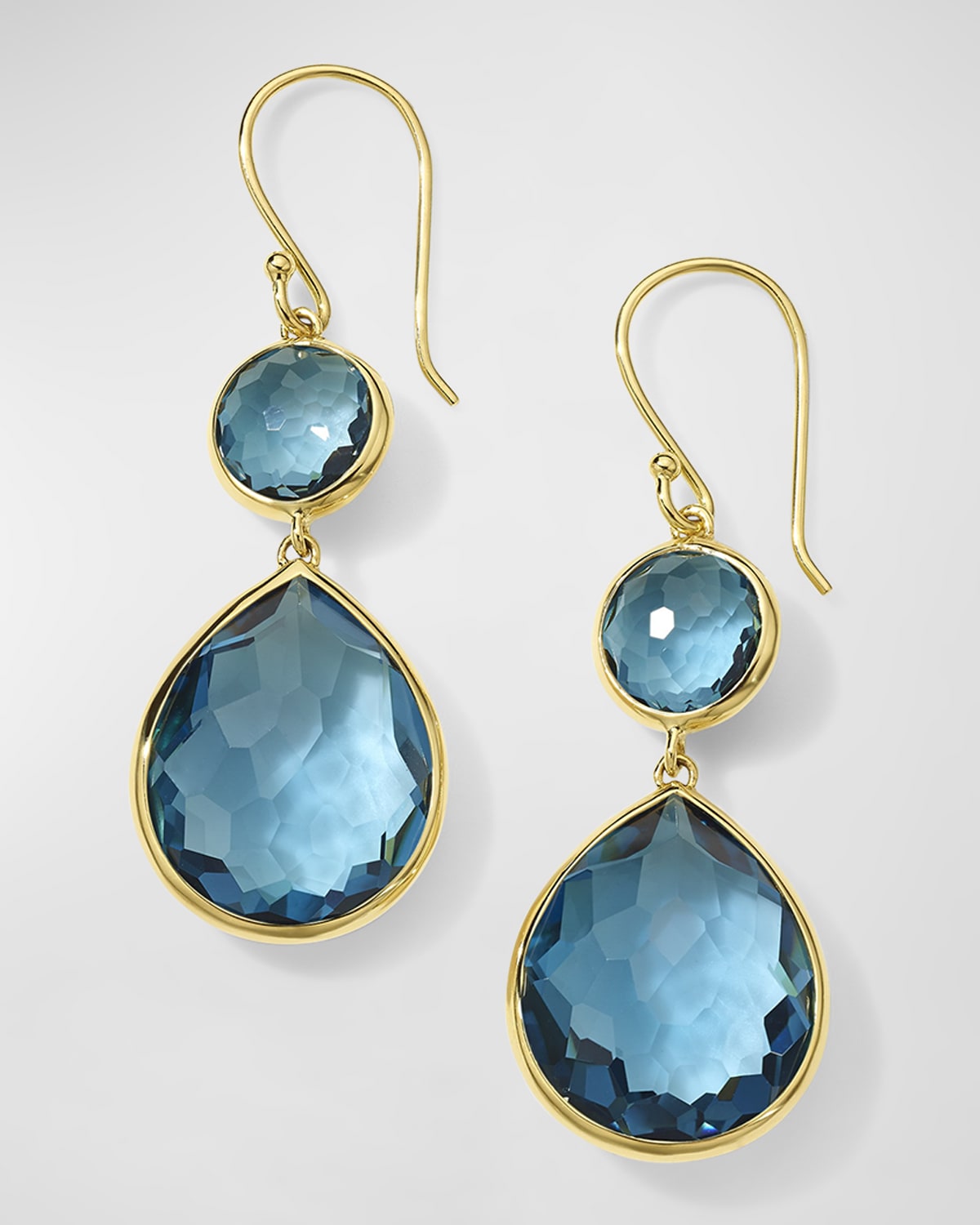 Shop Ippolita Snowman Teardrop Earrings In 18k Gold In London Blue Topaz