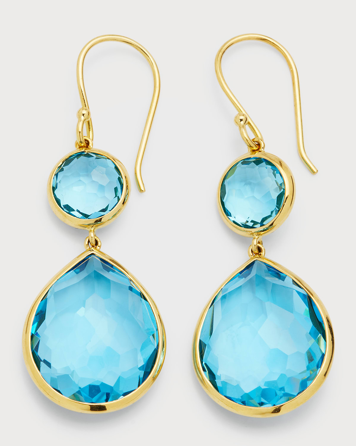 Shop Ippolita Snowman Teardrop Earrings In 18k Gold In Swiss Blue Topaz