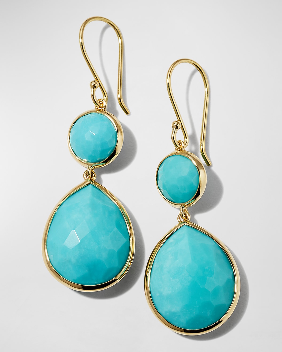 Shop Ippolita Snowman Teardrop Earrings In 18k Gold In Turquoise