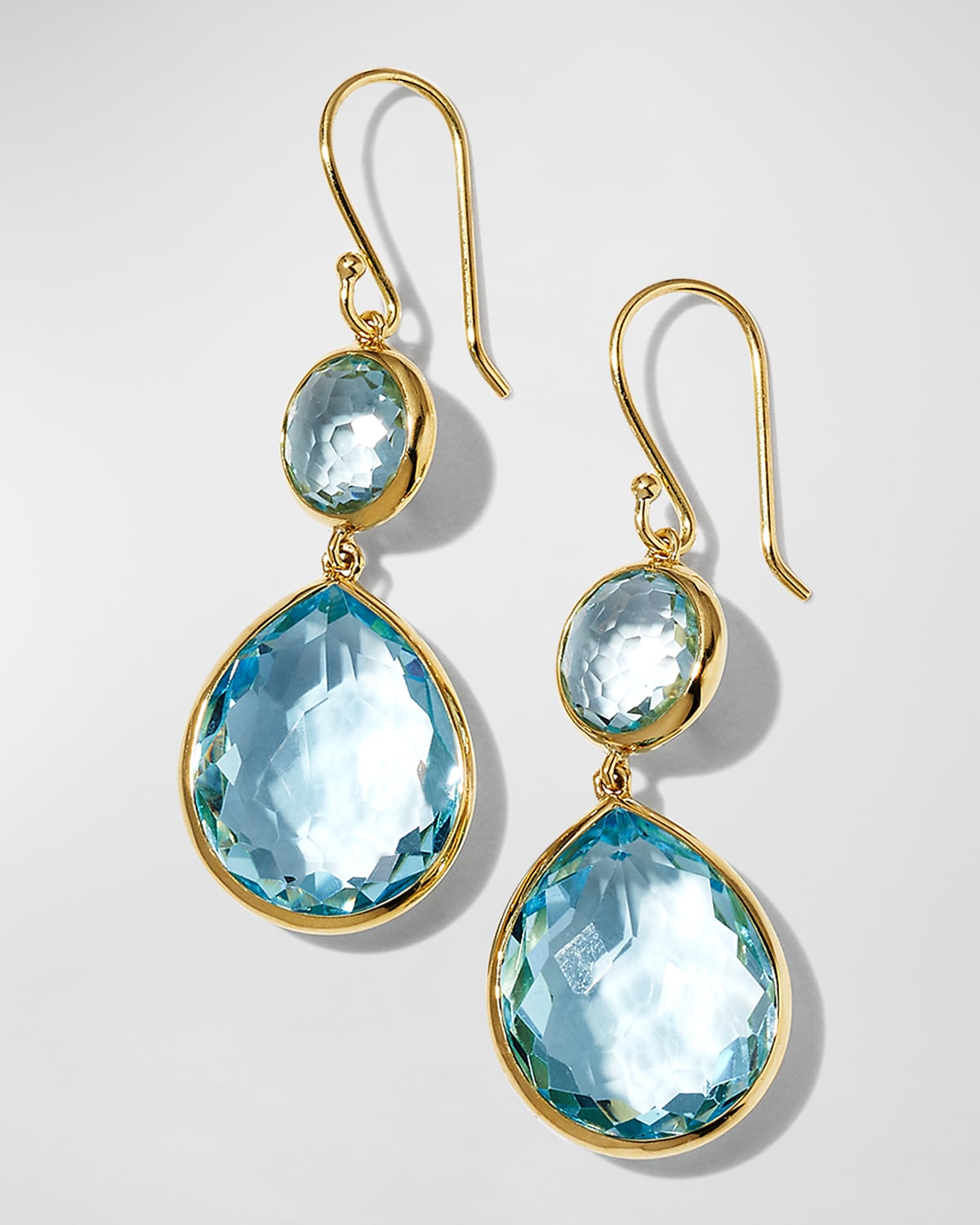 Shop Ippolita Snowman Teardrop Earrings In 18k Gold In Blue Topaz